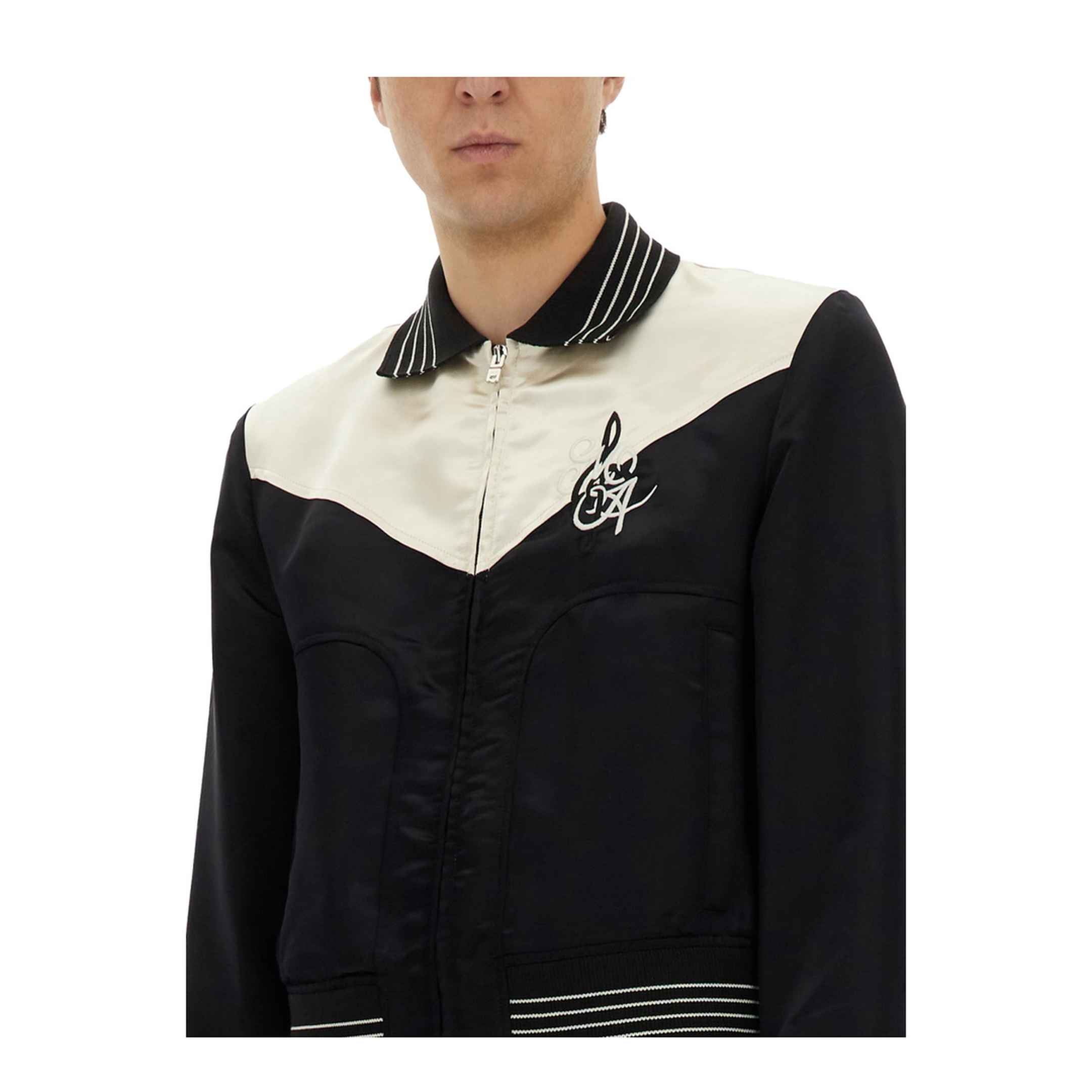 Music Black Polyester Blend Bomber Jacket - Image 4