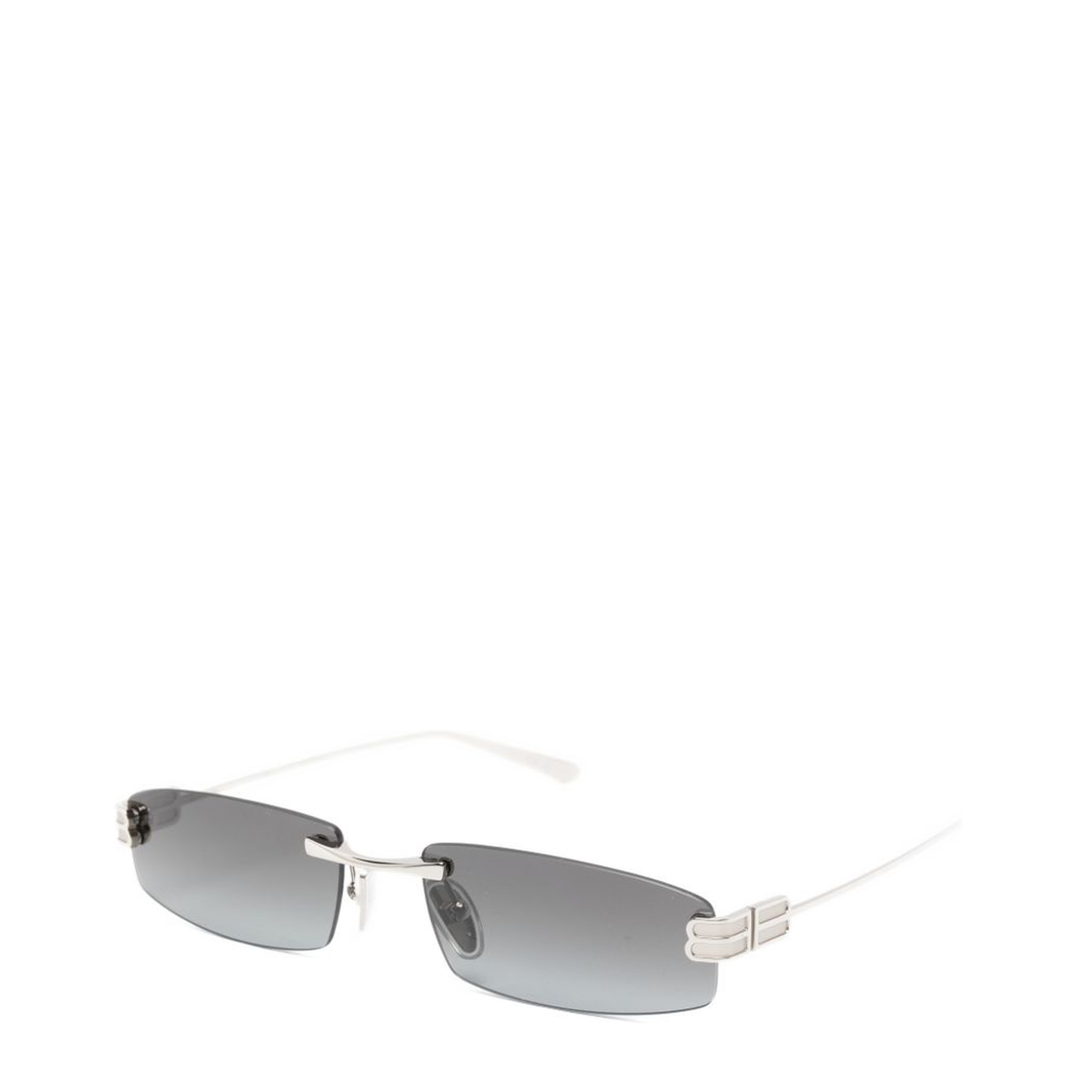 Gossip Rectangular Silver Gradient Grey Sunglasses - Image 3