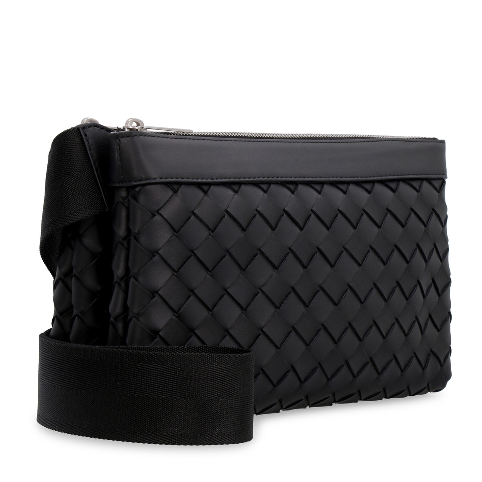 Intrecciato Leather Shoulder Bags - Black - Image 3