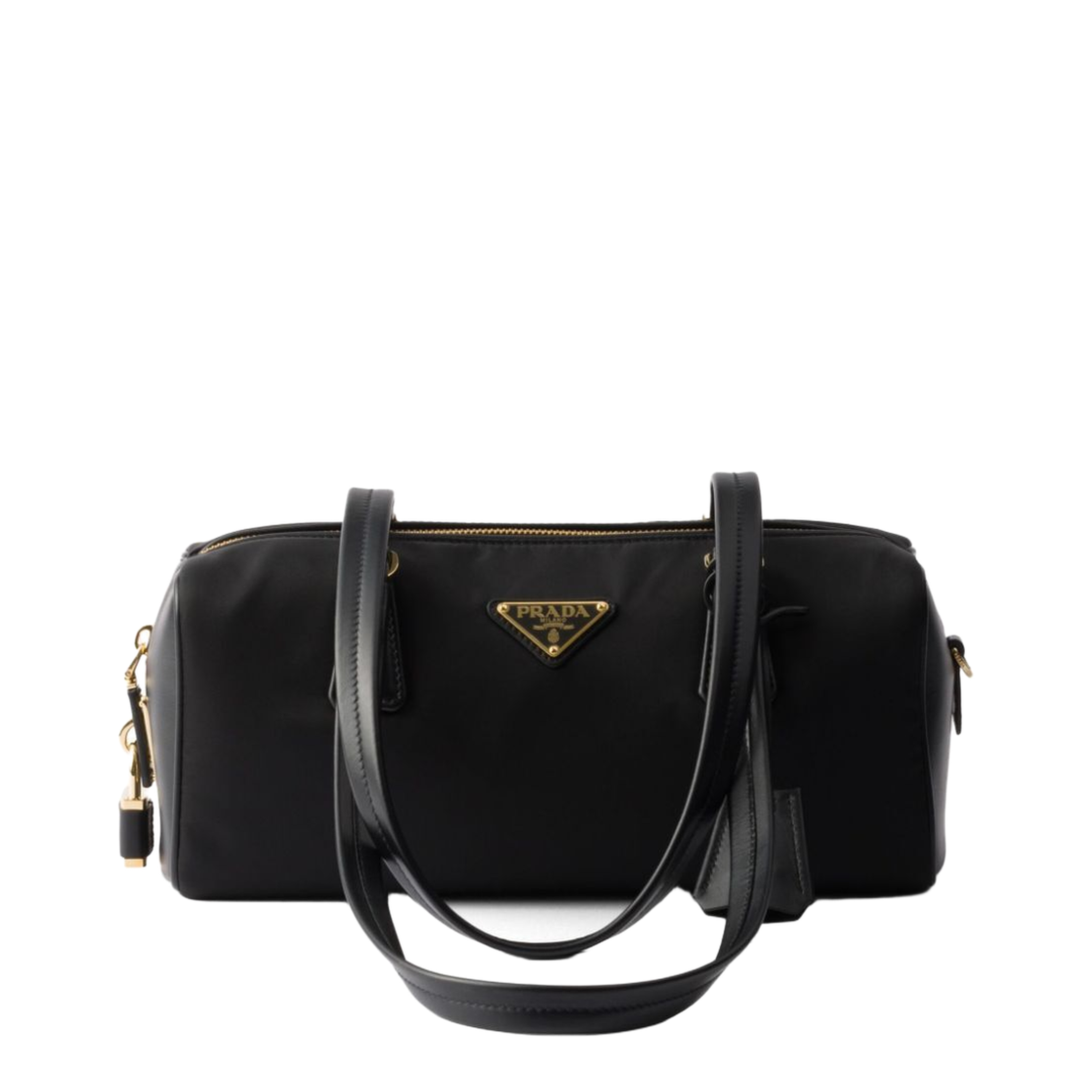 Medium Re-Nylon and Leather Tote - Black - Image 1