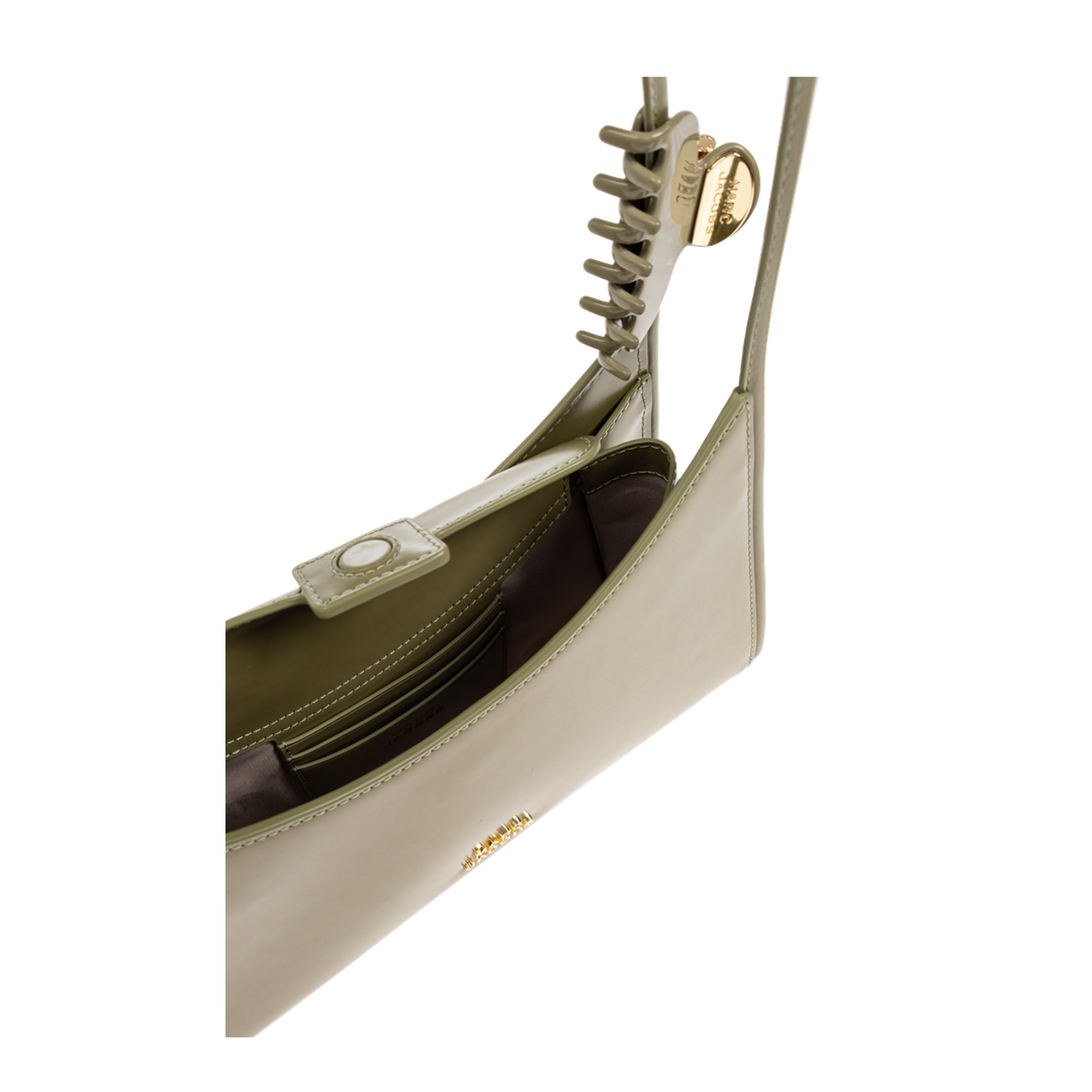 The Glam Claw Clip Shoulder Bag Medium Spazzolato Leather - Reed - Image 5