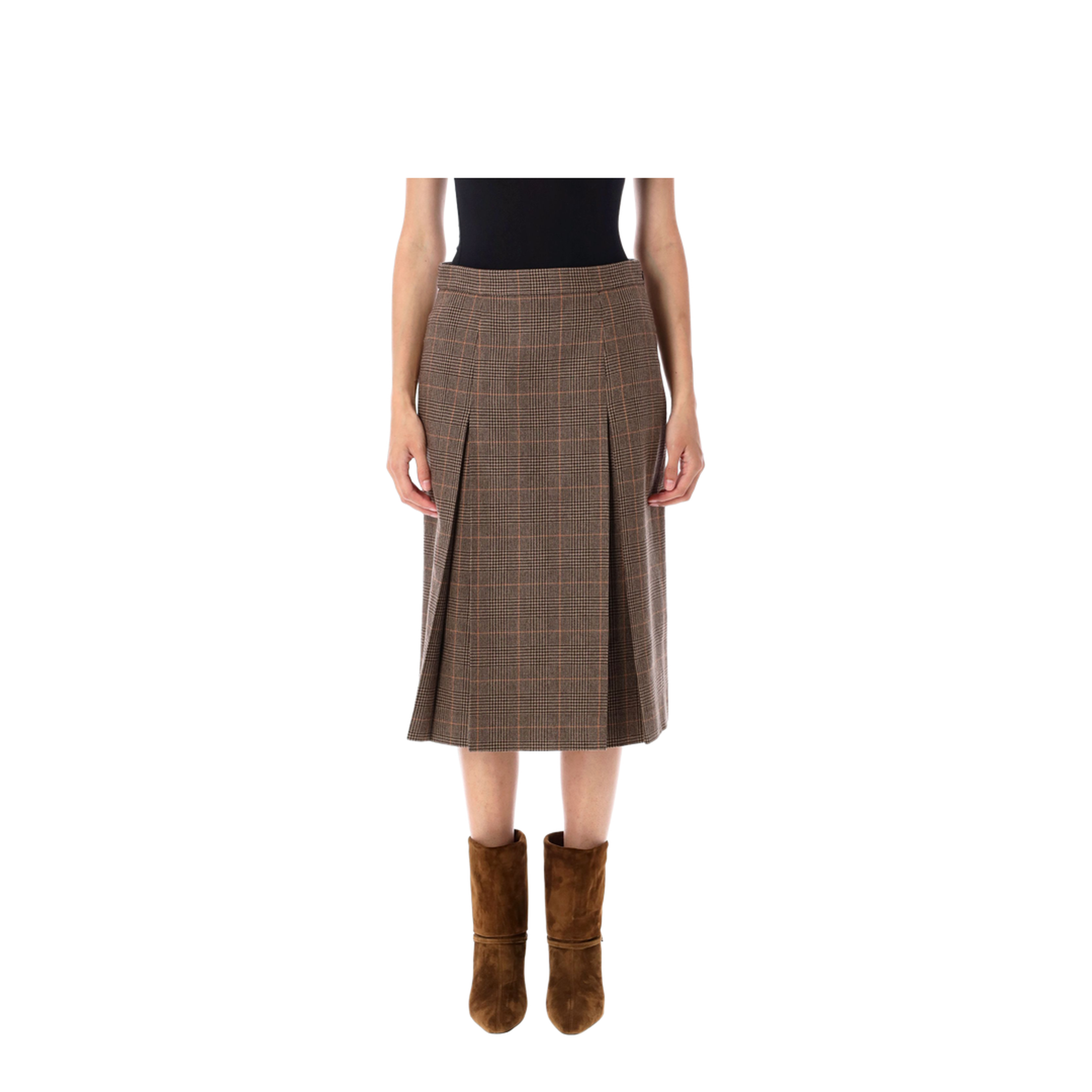 Midi Skirt in Prince of Wales Wool and Cashmere - Image 1