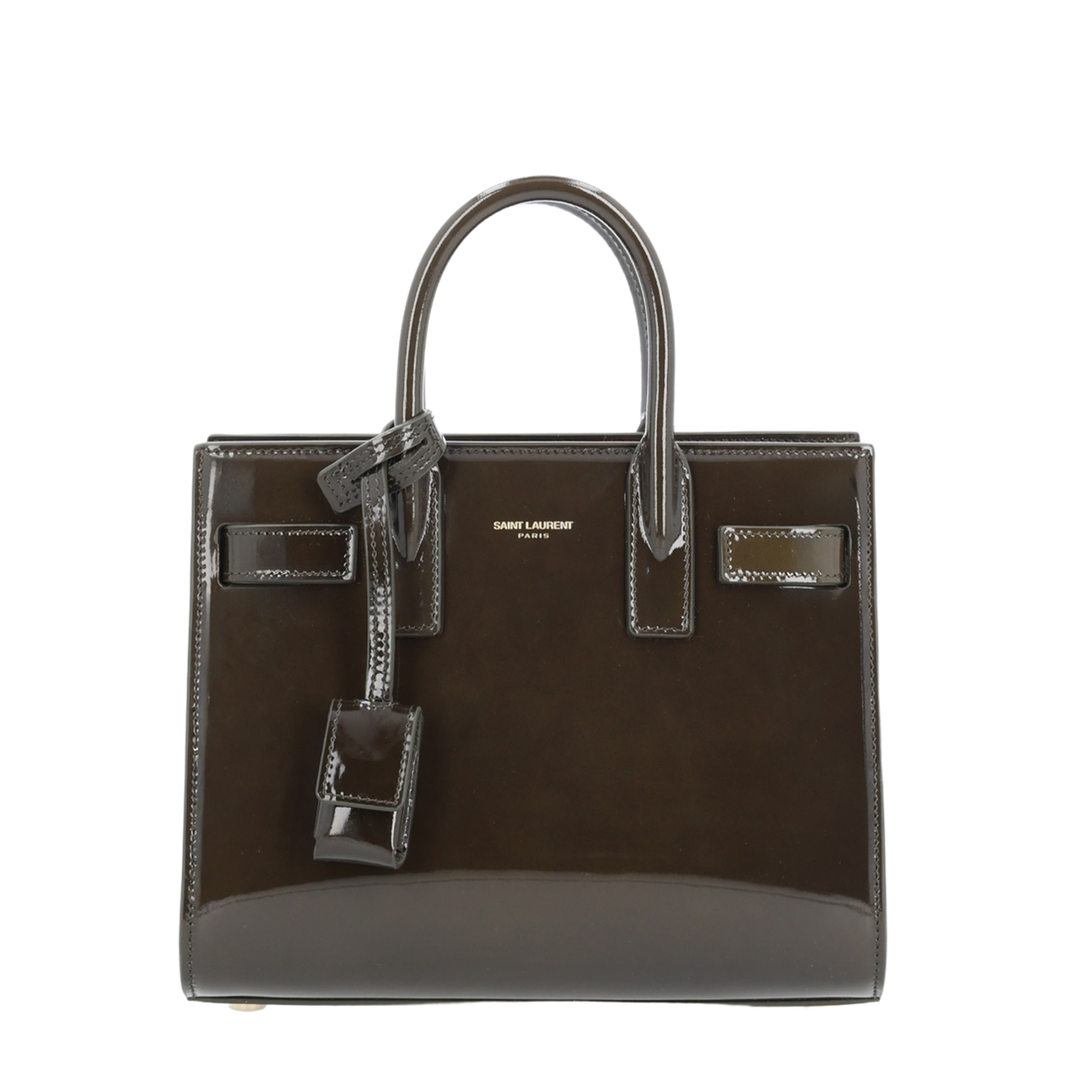 Sac De Jour Nano Patent Calf Leather Top Handle Bag - Green - Image 6