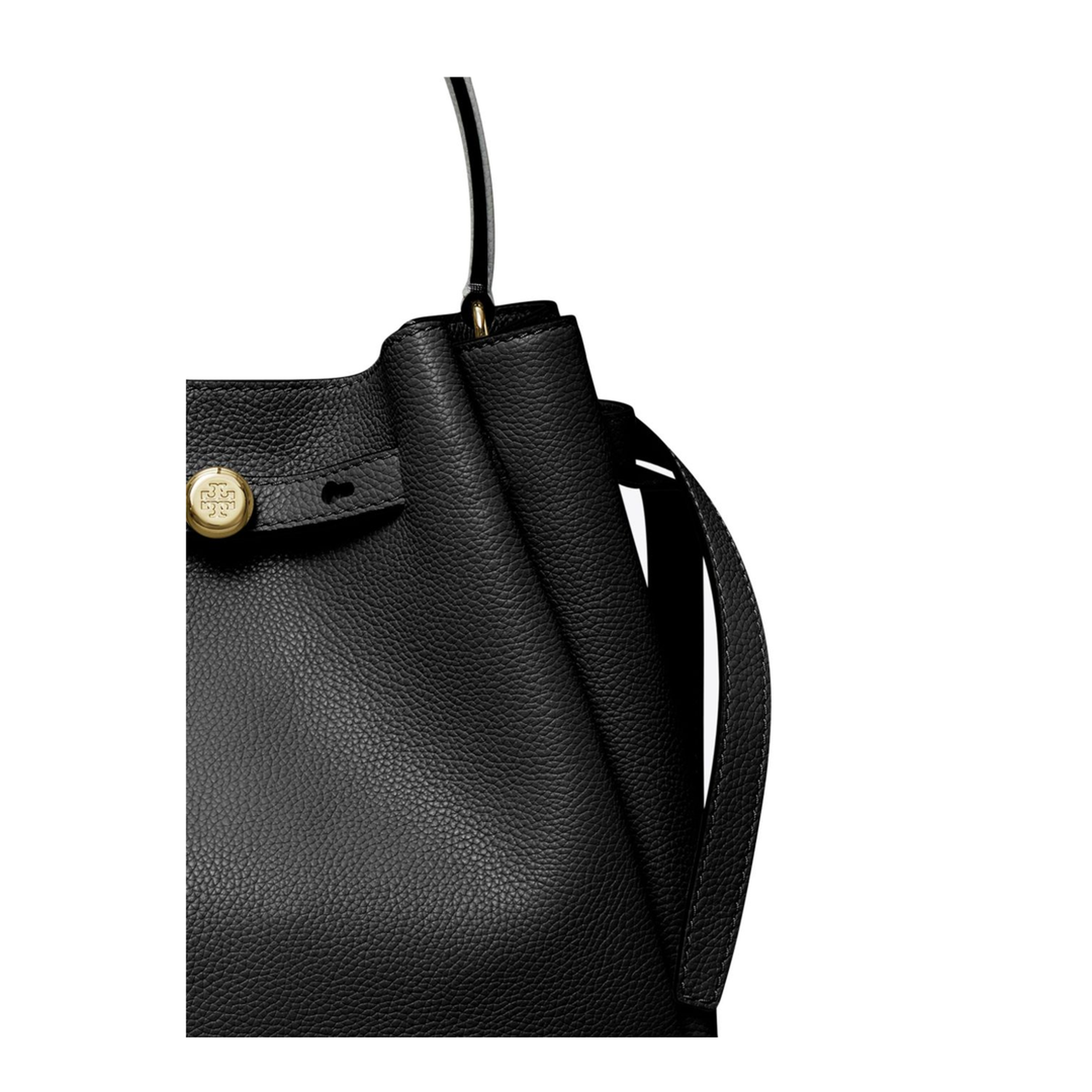 Romy Pebbled Leather Bucket Bag - Black - Image 3