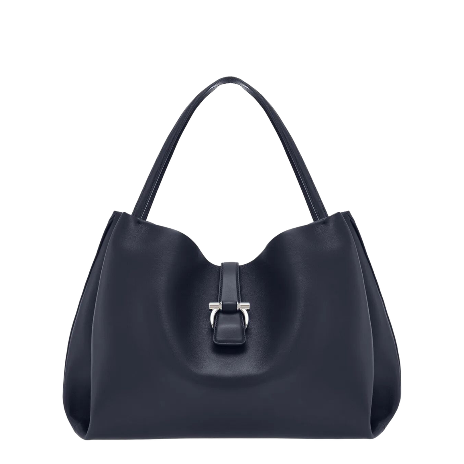 Large Leather Softened Tote Bag - NEW NAVY - Image 1