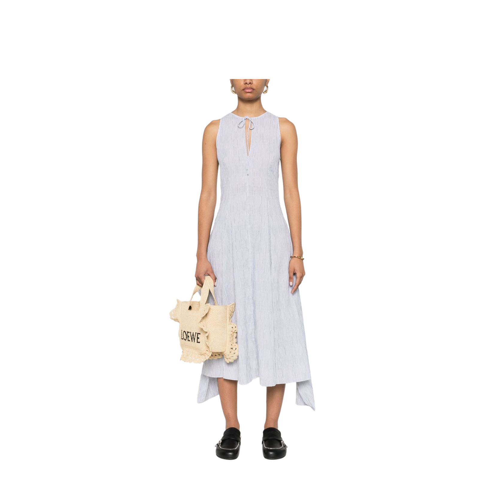 Wrap Dress in Cotton Blend Blue - Image 3
