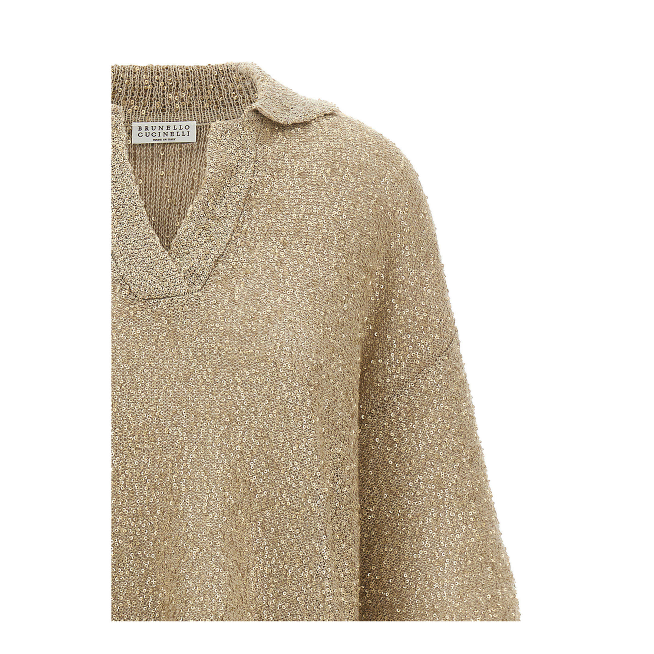 Shearling Knit Polo Shirt Beige - Image 3