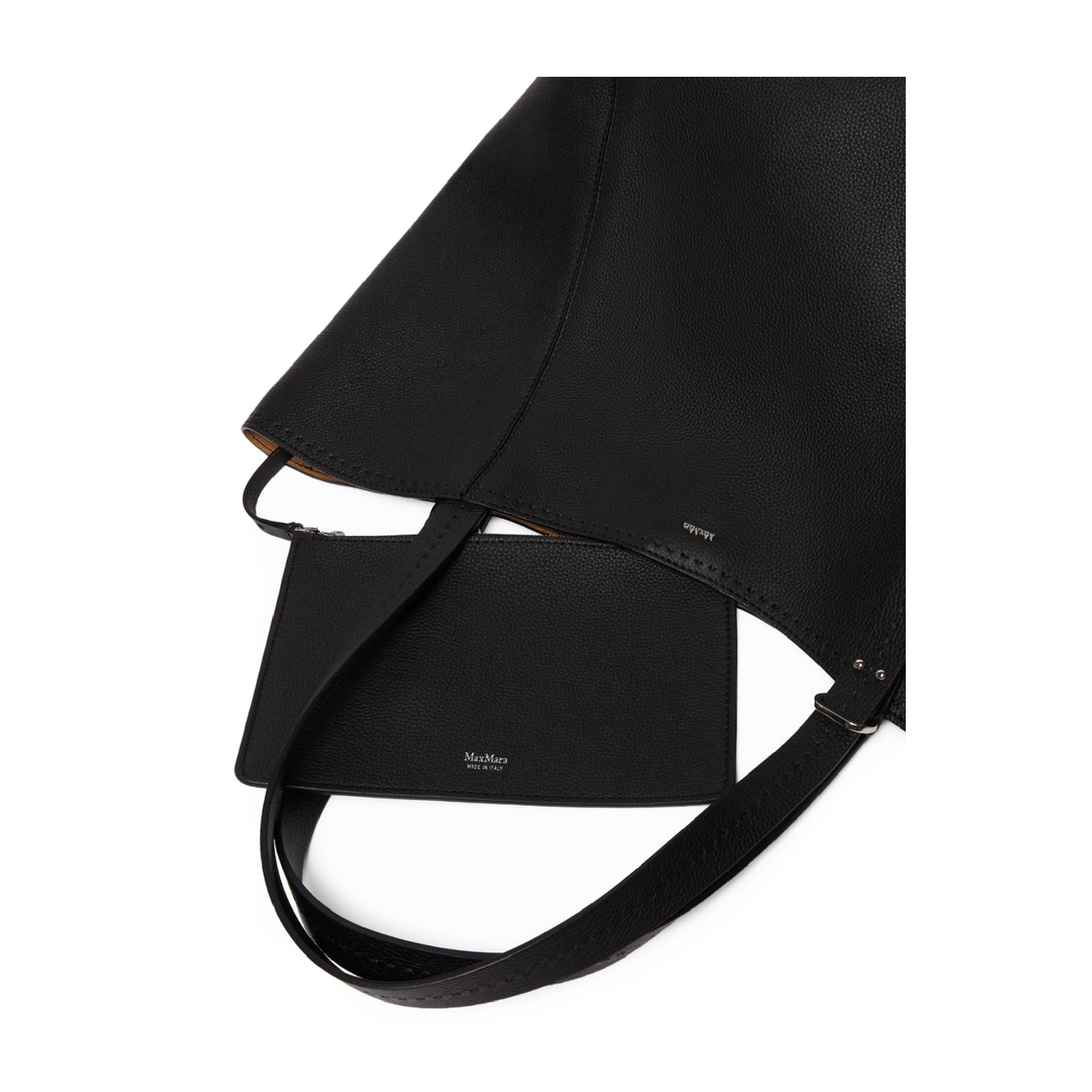 Archetipo Medium Tumbled Calfskin Handbag - Black - Image 3