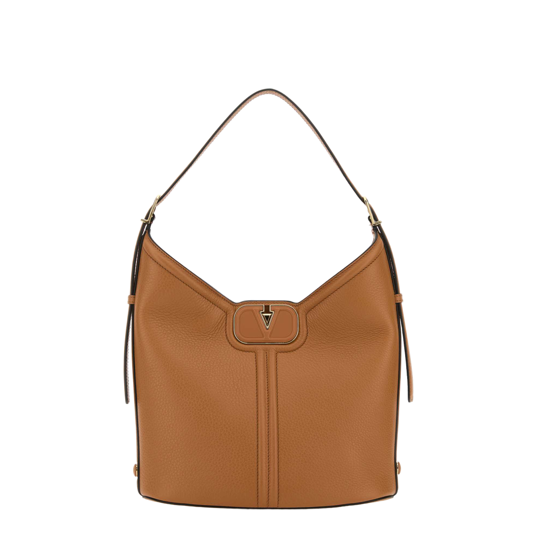Camel Leather Vlogo Handbag - Image 1