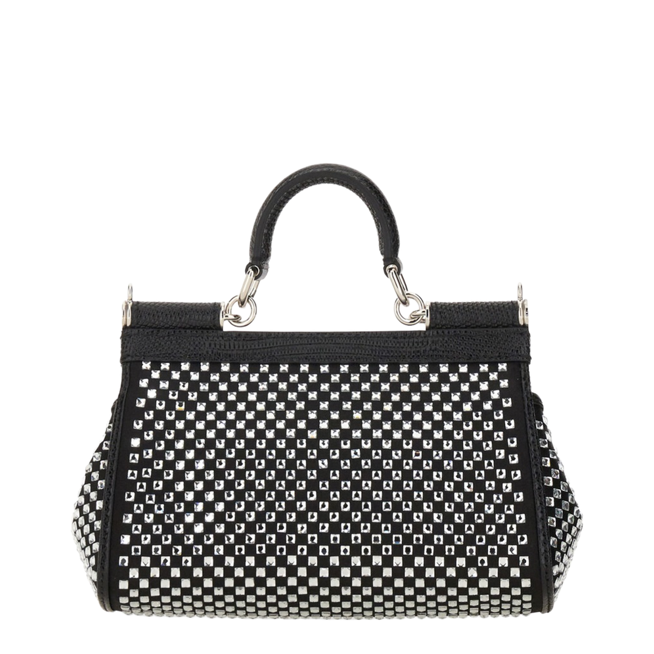 Sicily Small Satin Top-Handle Bag - Black - Image 3