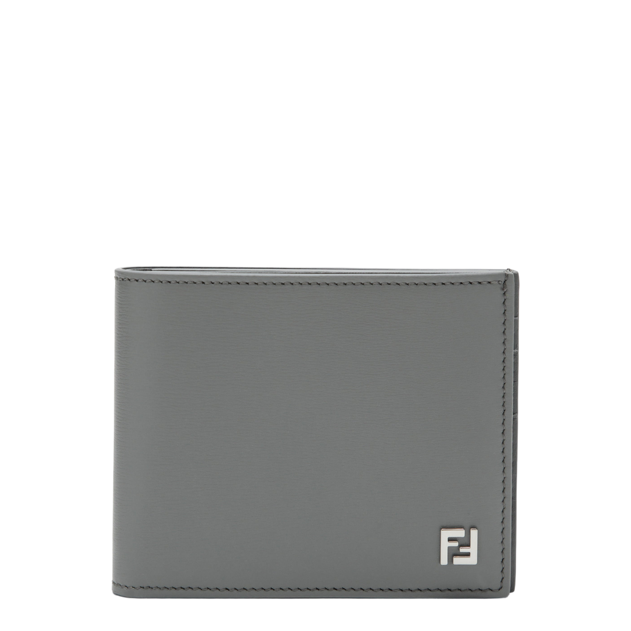Squared FF Wallet Light Gray Calf Leather - Image 1