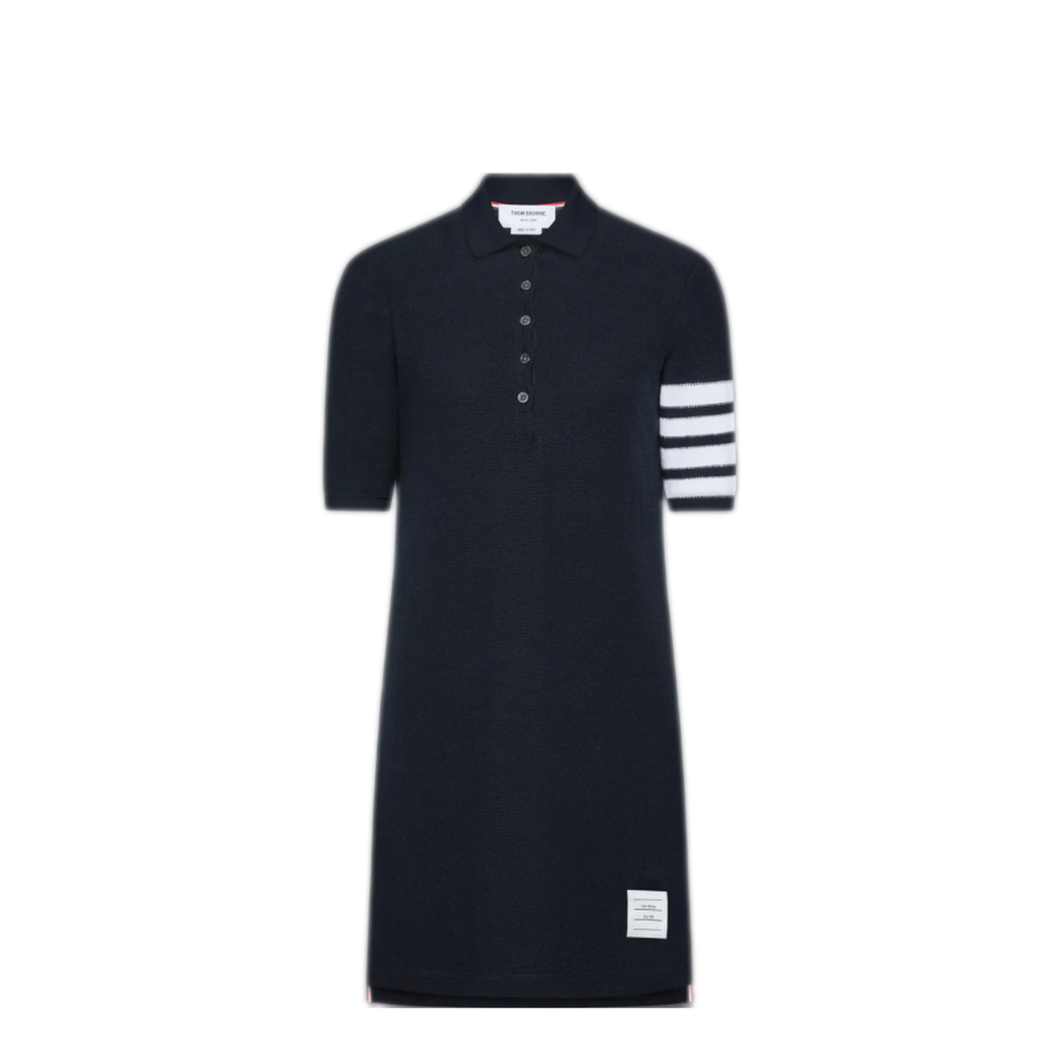 Polo Dress in Textured Pique with Eng 4 Bar - Image 1