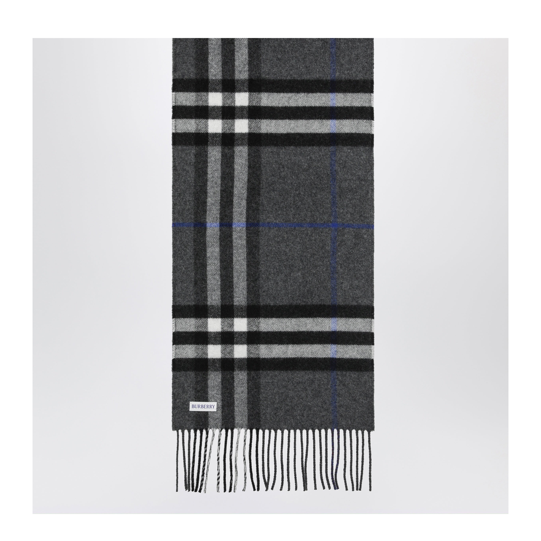 Reversible Check Cashmere Scarf In Grey - Image 2