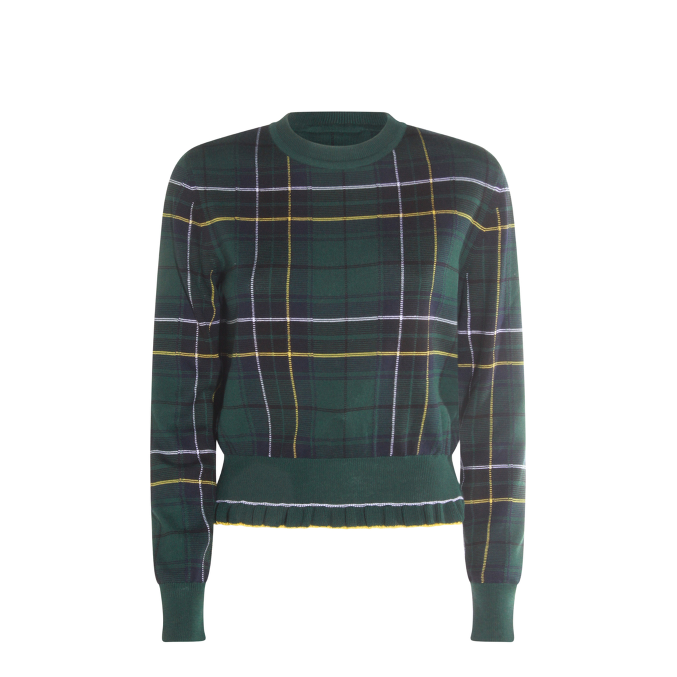 Wool Tartan Jumper Dark Green Blue - Image 1