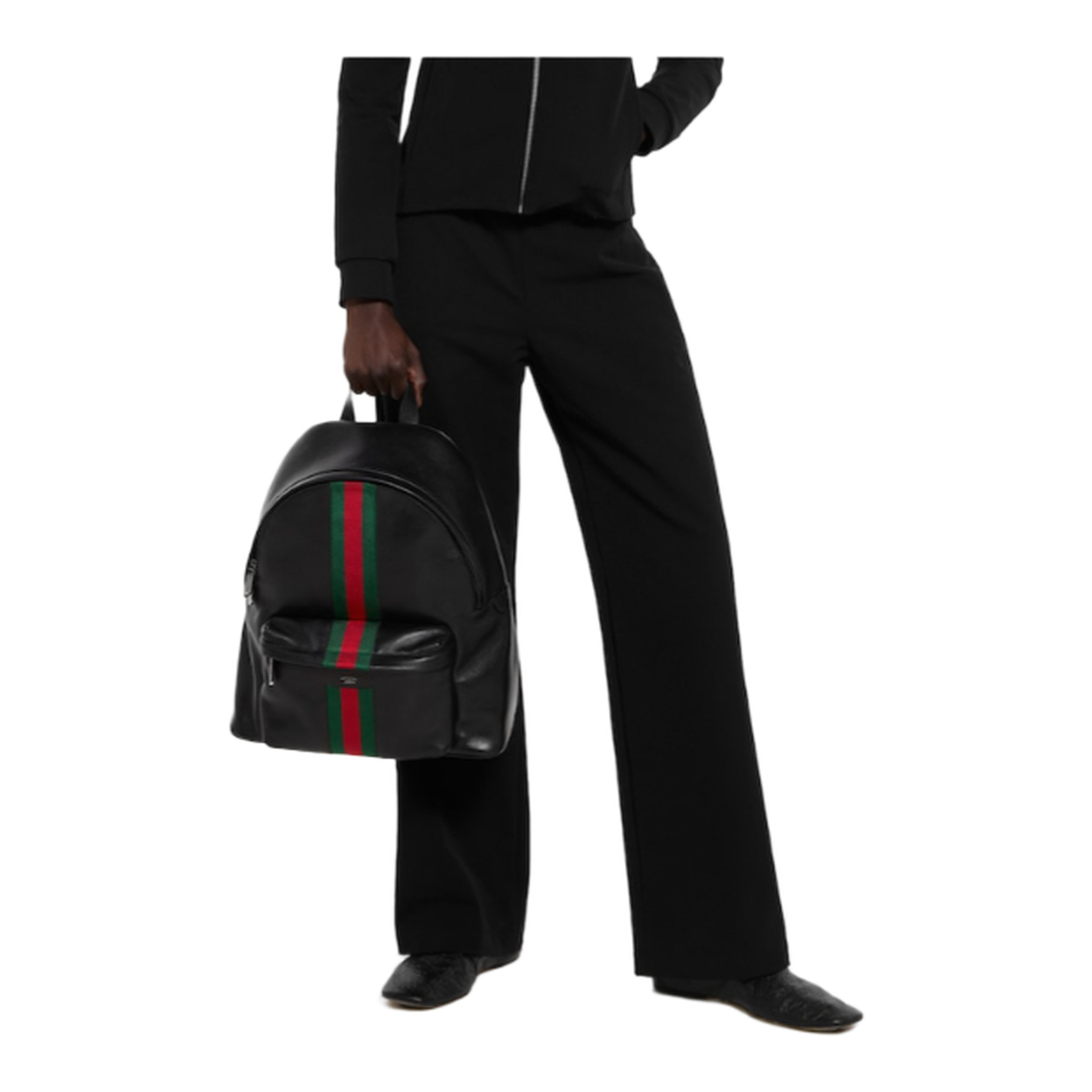 Web Trademark Large Calfskin Backpack - Black - Image 5