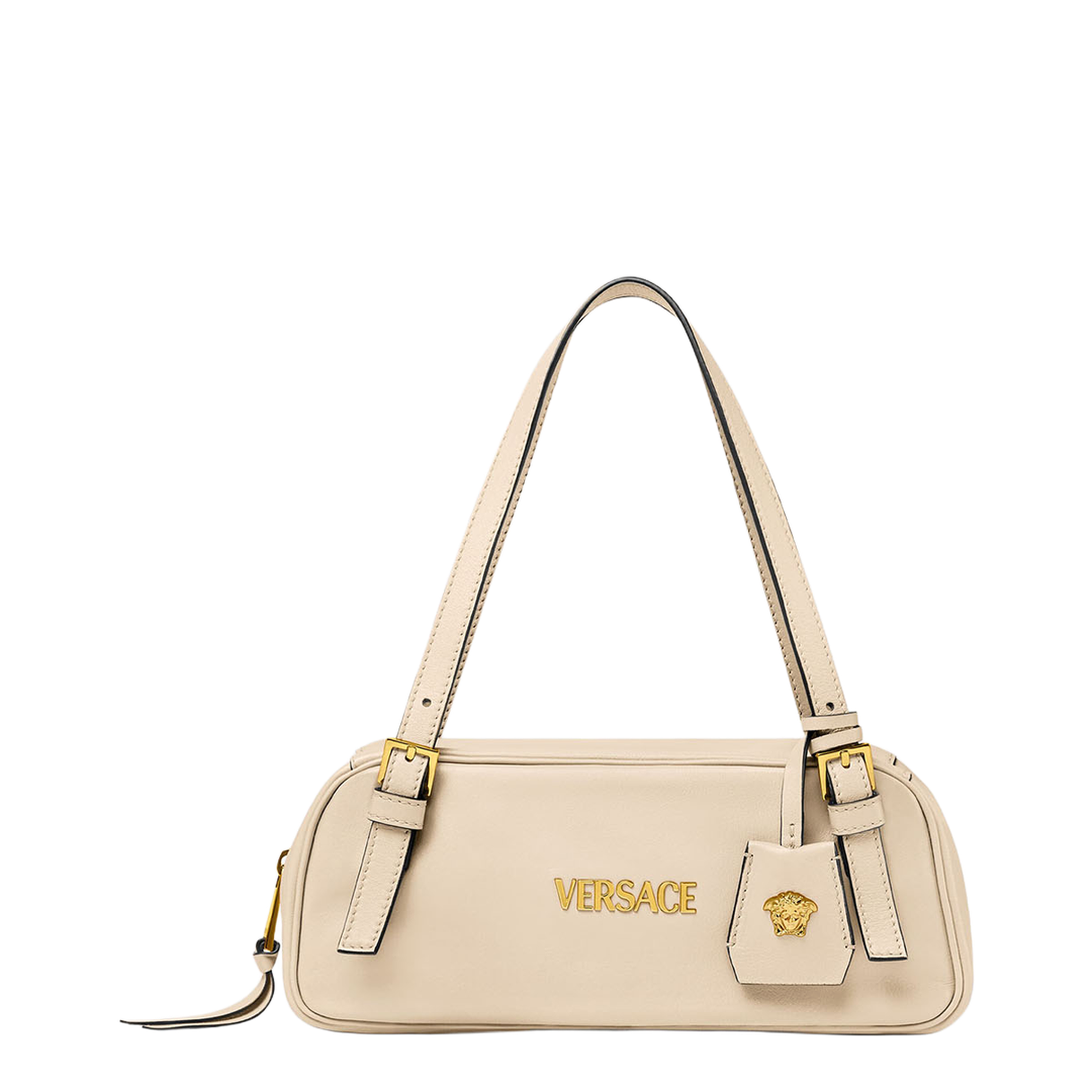 Tag Bowling Hand Bag Leather Beige - Image 1