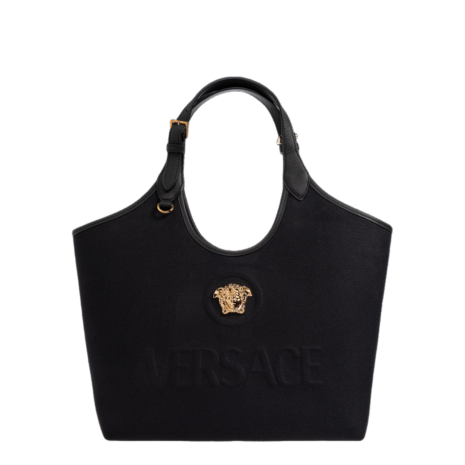 La Medusa Canvas Tote Bag Leather Black - Image 1