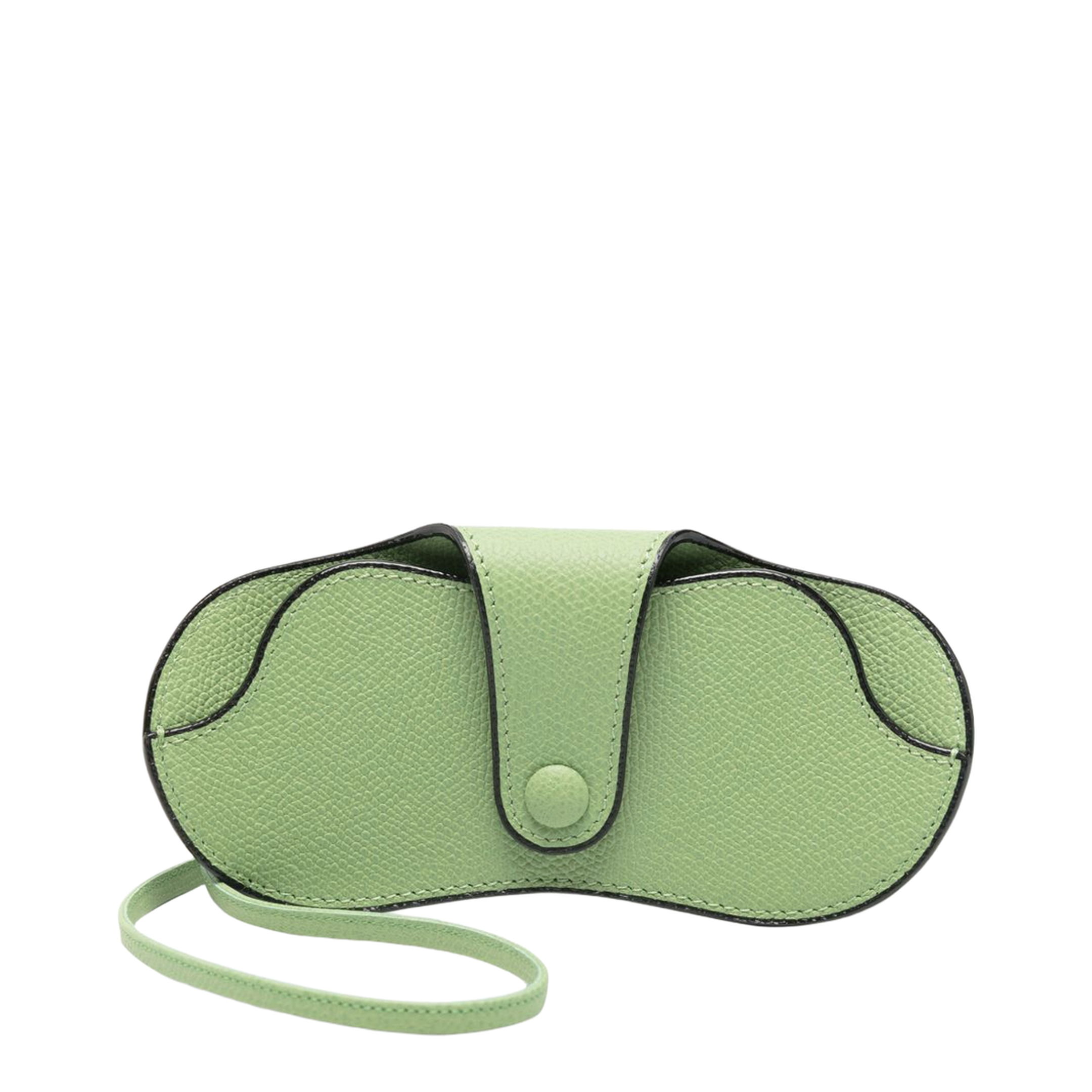 Glasses Case With Lanyard In Bottle Green Millepunte Calf Leather - Image 1