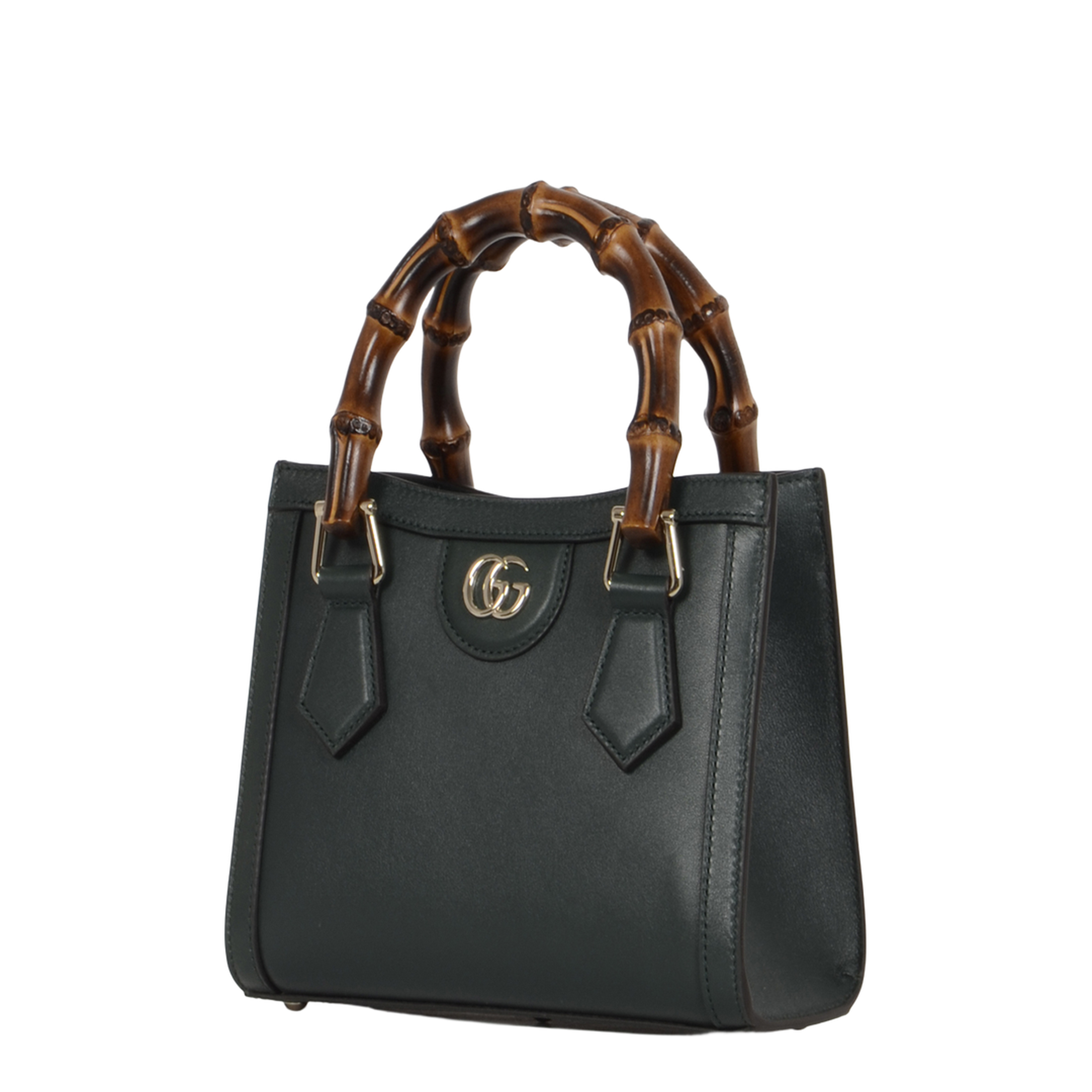 Diana Small Tote Bag in Green Leather - Image 4