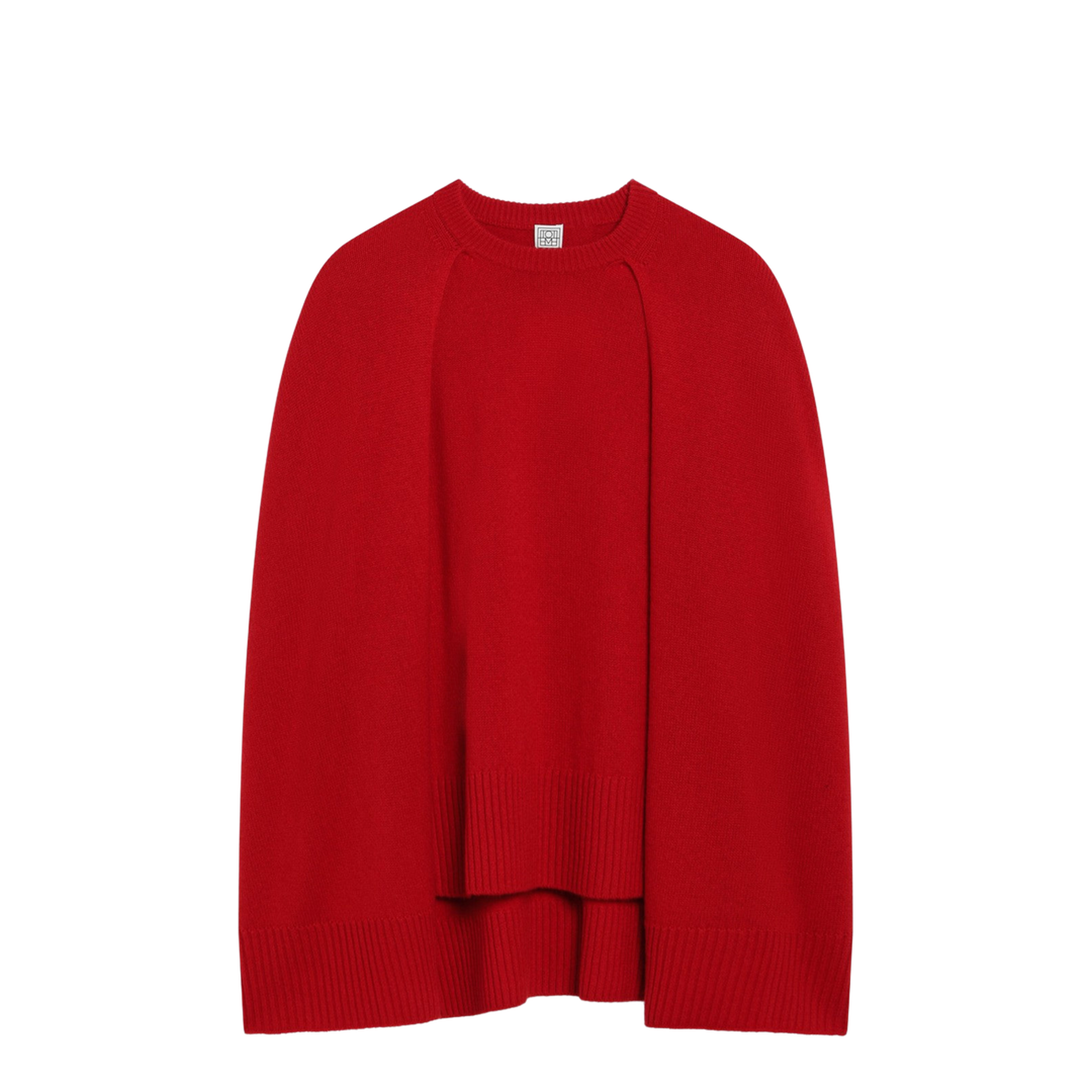 Red Cashmere Cape Sweater - Image 1