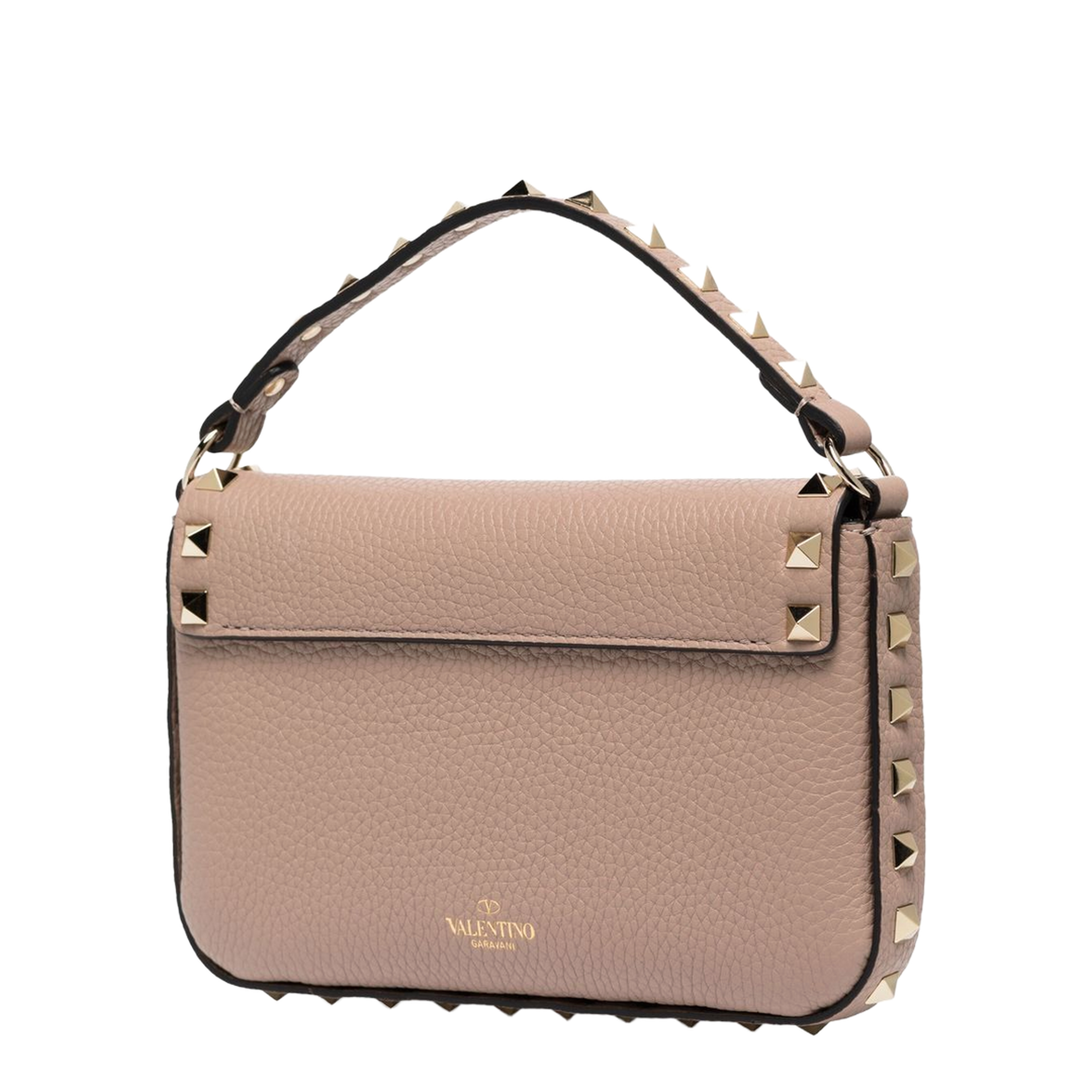 Rockstud Grainy Calfskin Pouch - Poudre - Image 4