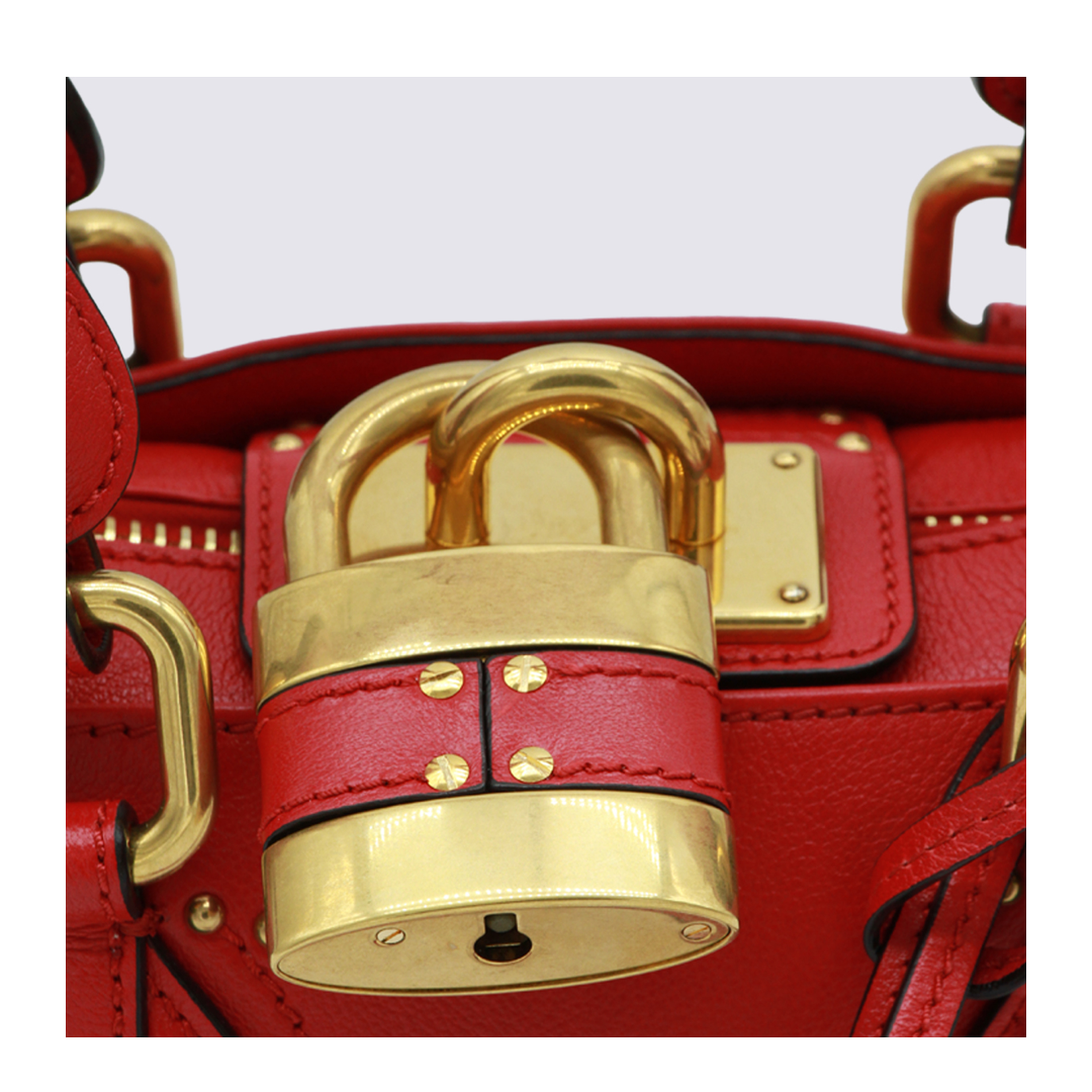 Paddington Small Grained Buffalo Leather Shoulder Bag - Tulip Red - Image 8