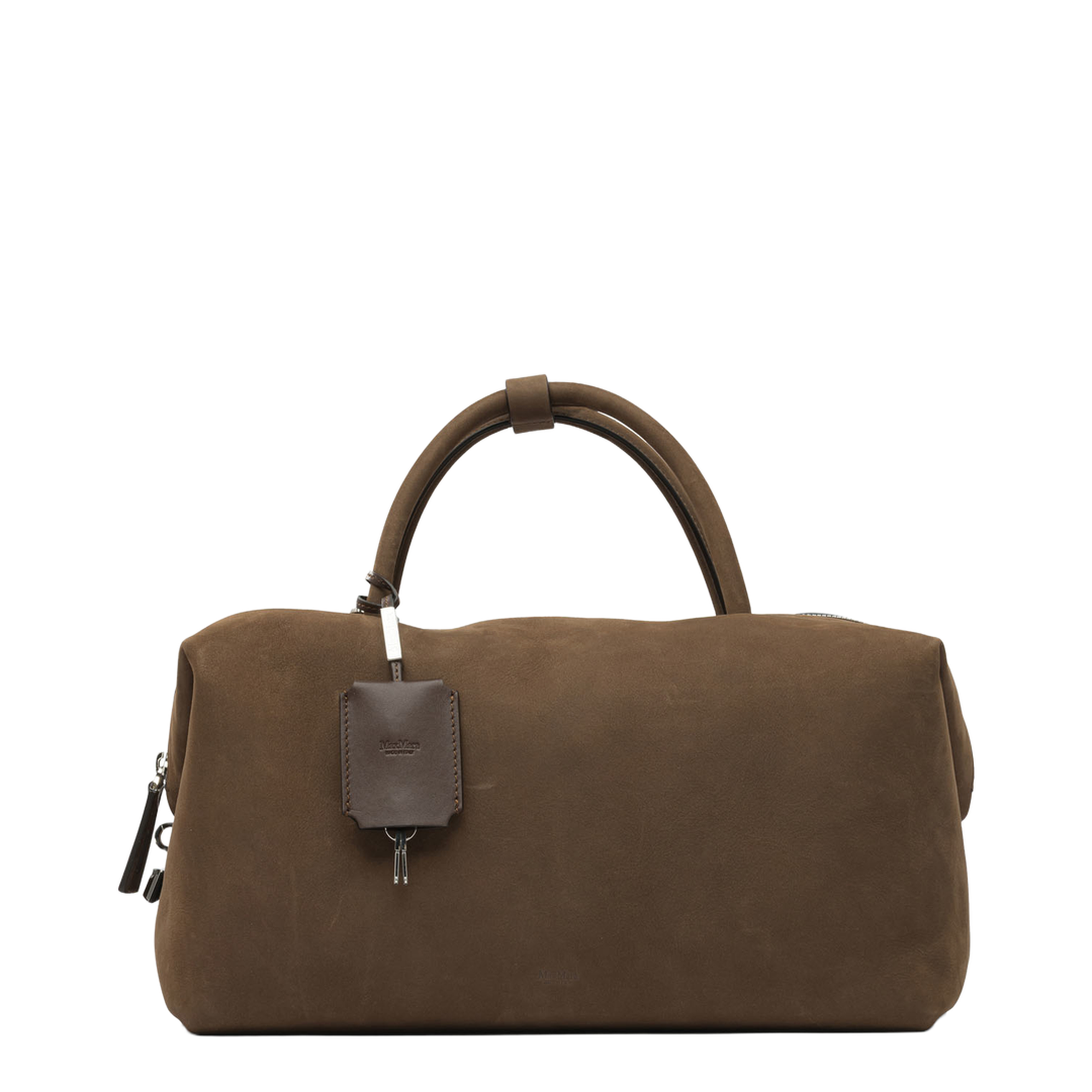 Large Nubuck Leather Boston Bag - Cocoa - Image 1
