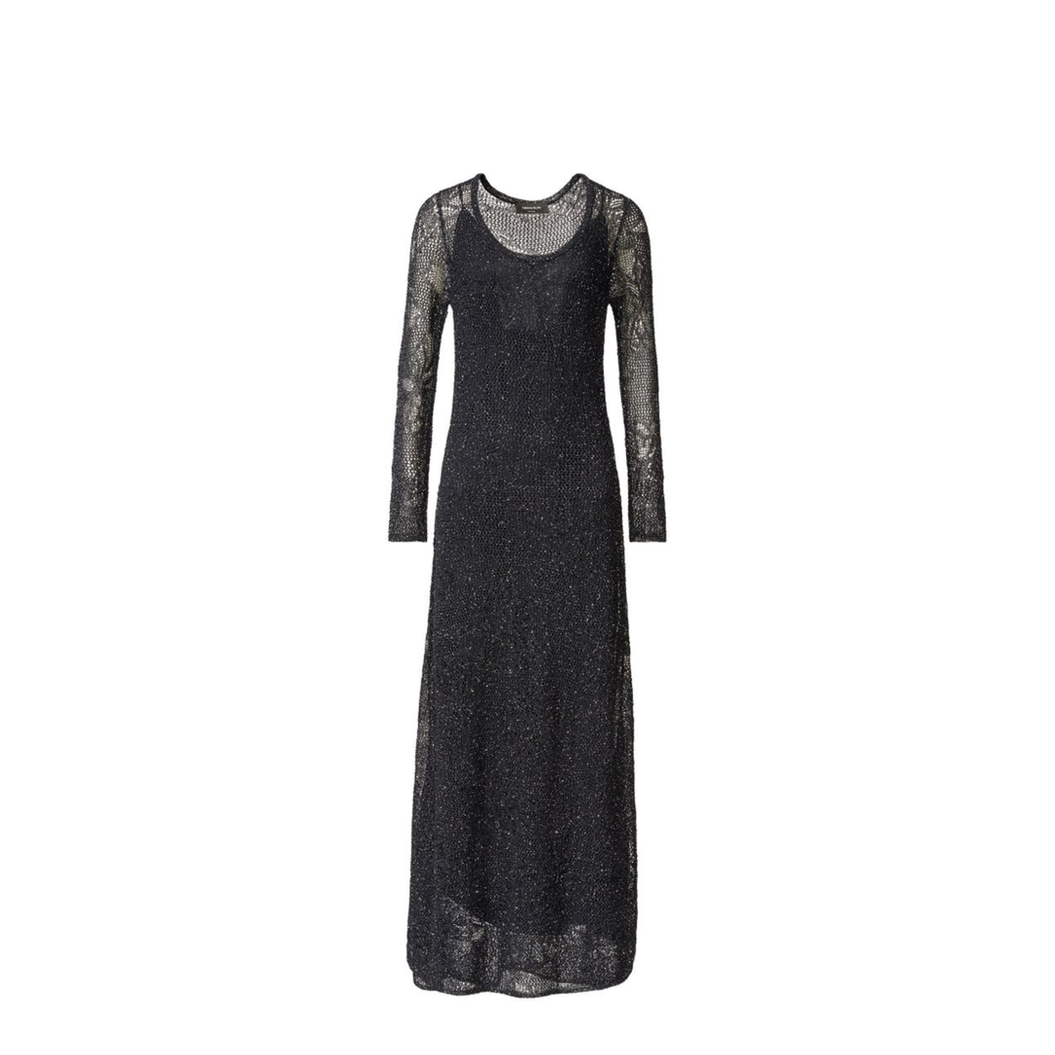 Lace Dress Maxi Length Scoop Neckline In Blue - Image 1