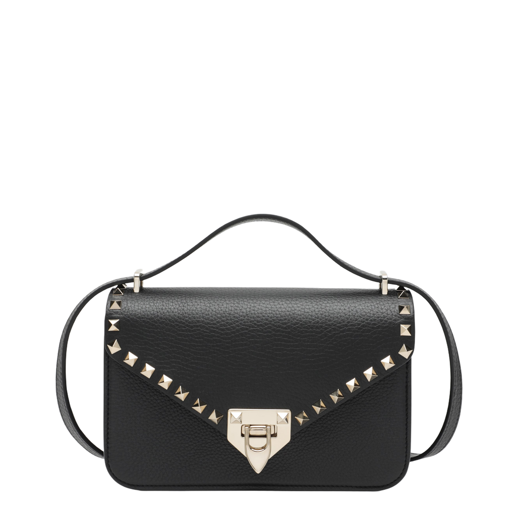 Rockstud Small Calfskin Shoulder Bag - Black - Image 1
