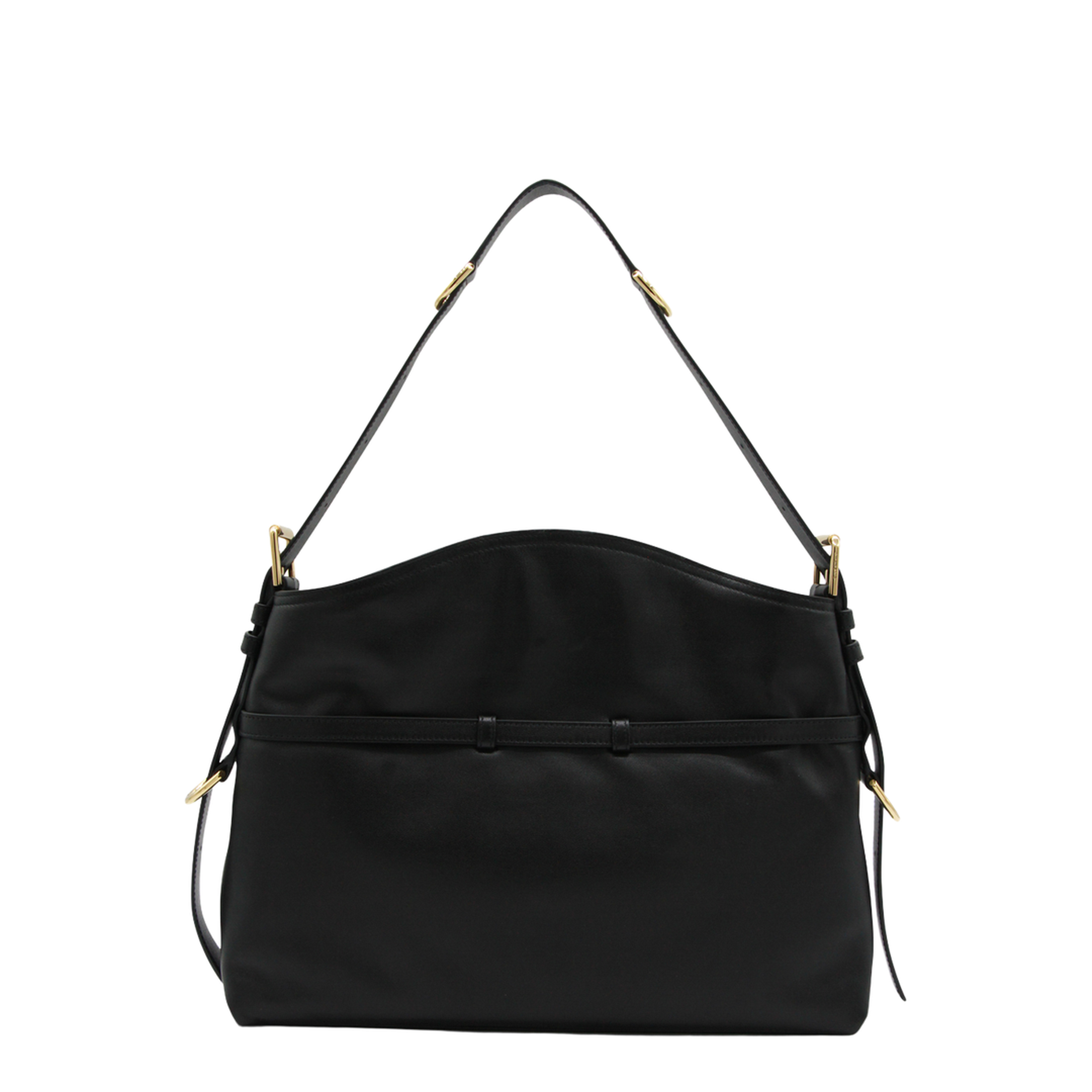 Voyou Medium Shiny Leather Shoulder Bag - Black - Image 4