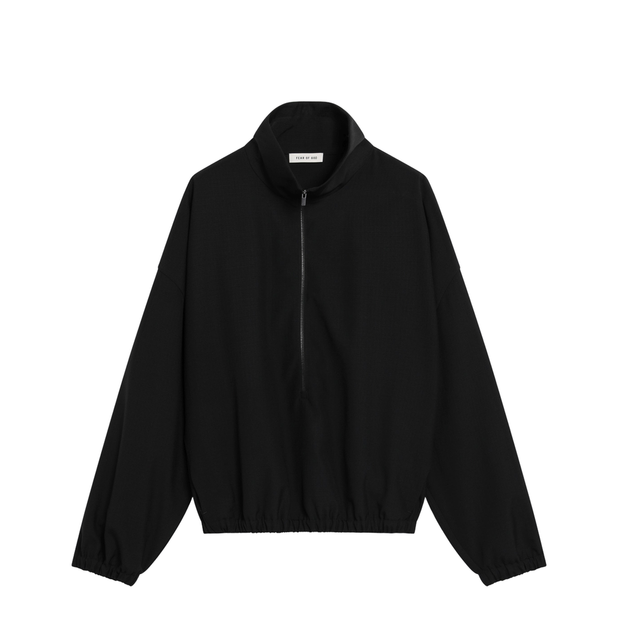 Black Ripstop Wool Jacket With Black Half Zip - Image 1