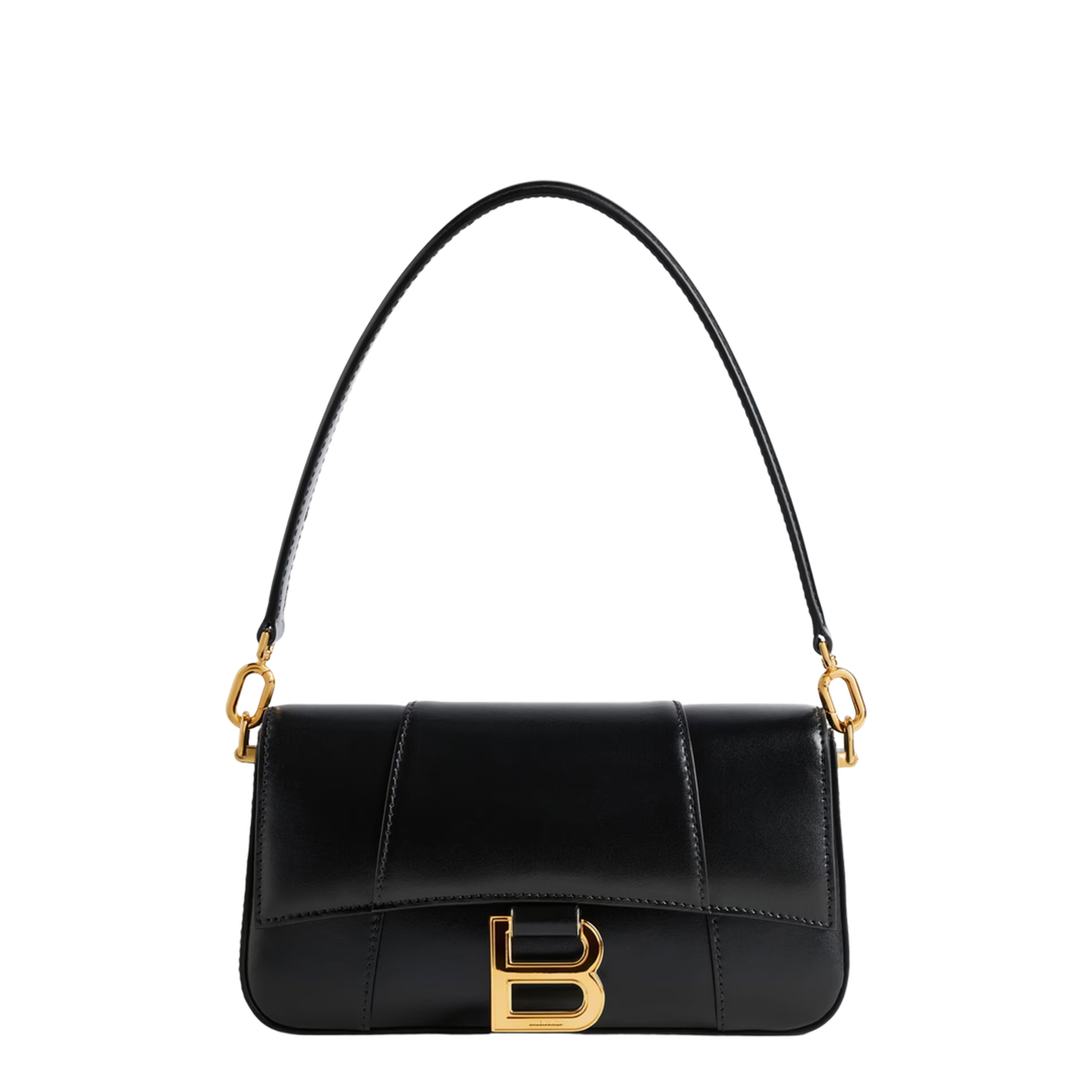 Hourglass Small Calfskin Shoulder Bag - Black - Image 1