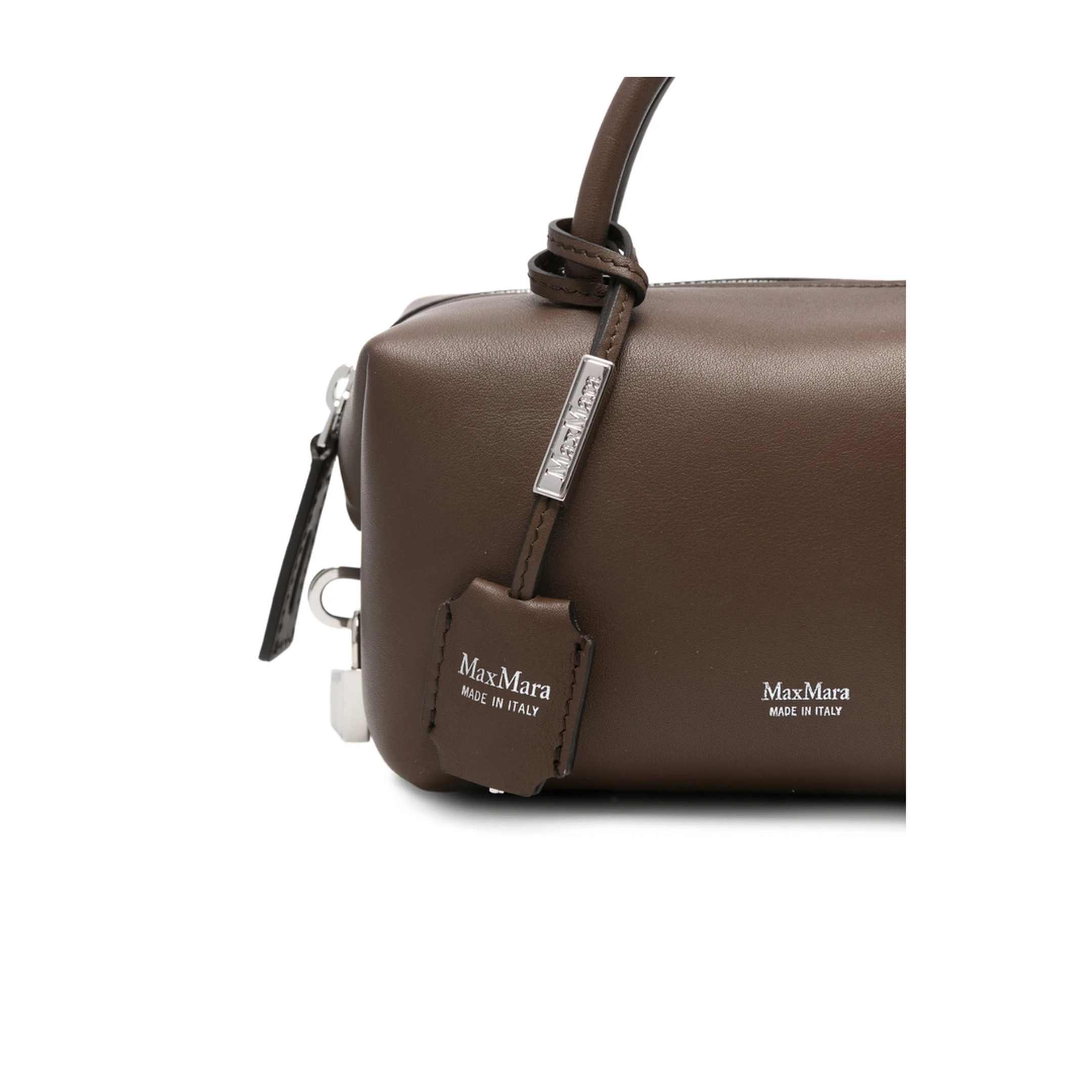 Holdalls Small Natural Calfskin Leather Satchel Bag - Dark Brown - Image 4