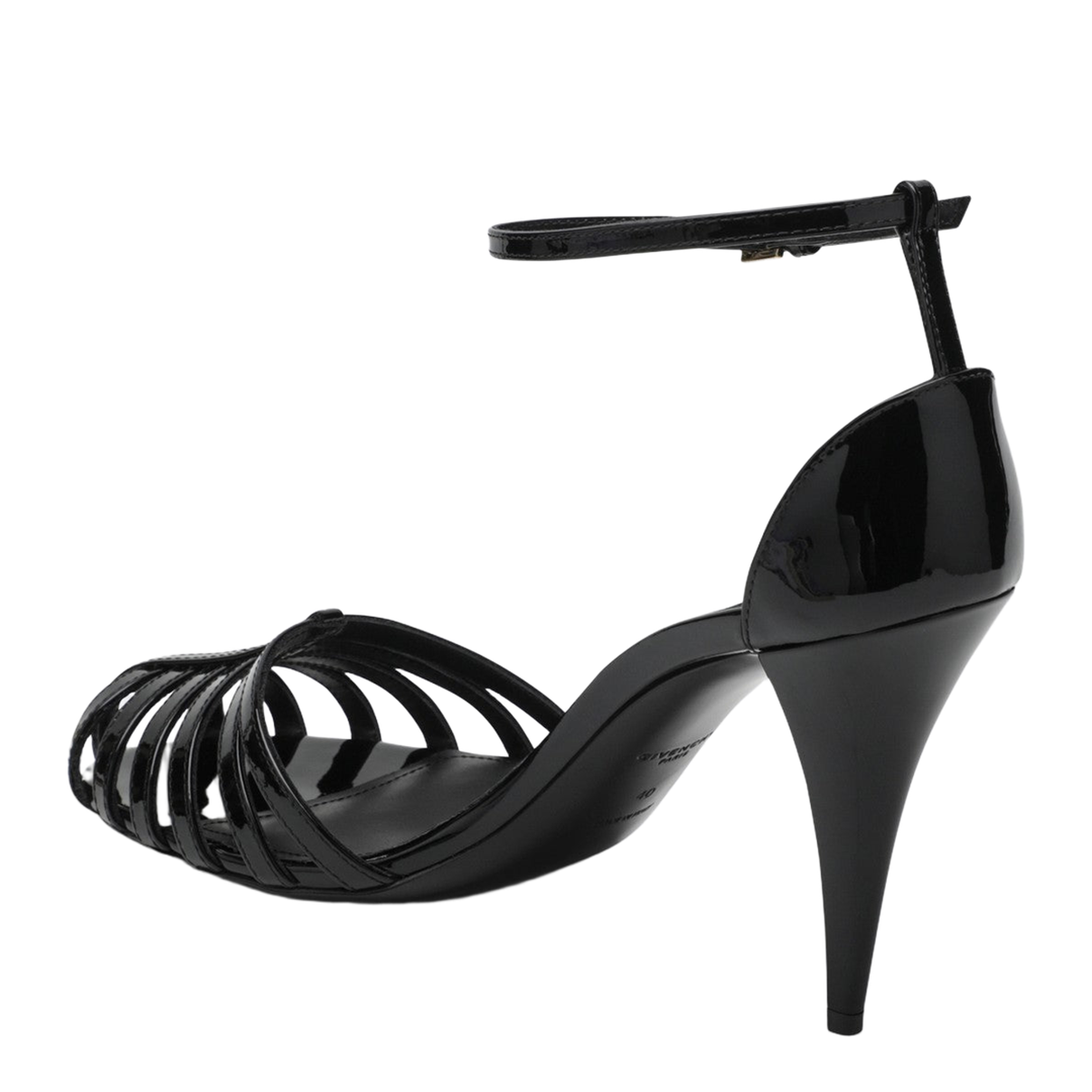 Patent Leather Cage Heeled Sandals - Image 2
