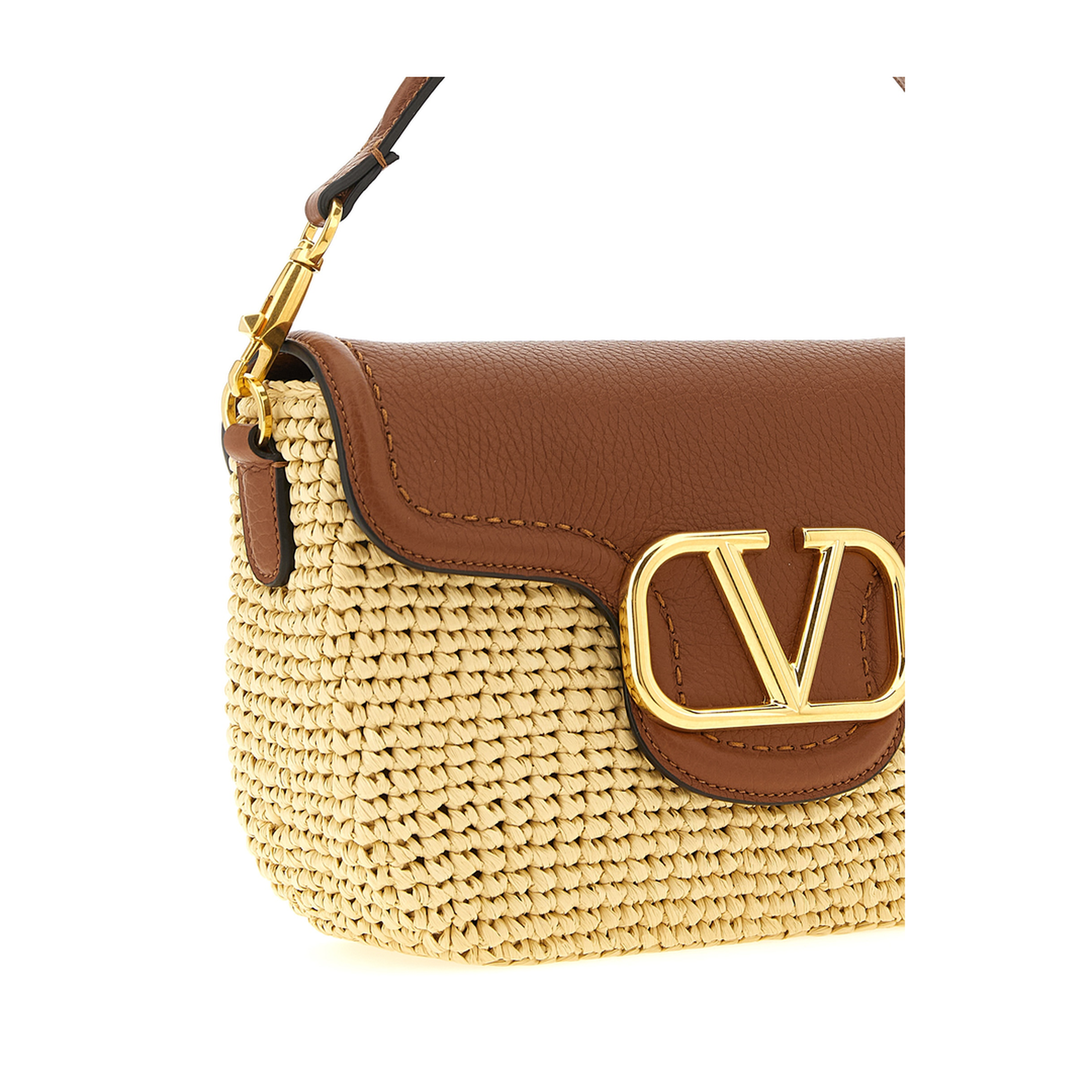 Alltime Raffia & Calfskin Shoulder Bag - Selleria Brown/Natural - Image 2