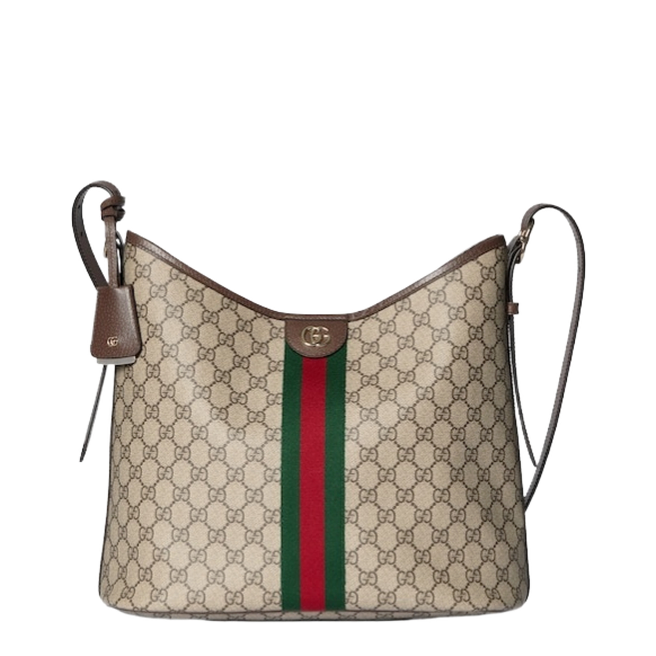 Ophidia Large GG Monogram Coated Fabric Shoulder Bag - Beige/Brown - Image 1