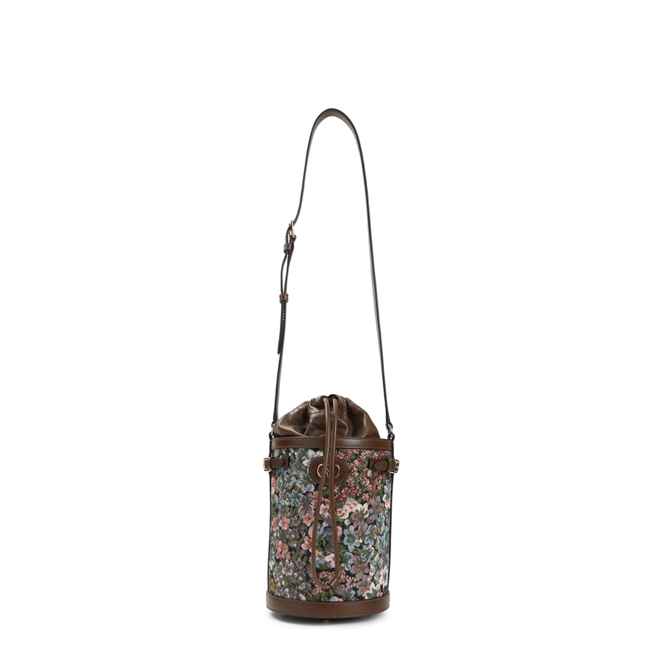 Antibes Medium Cotton Jacquard Bucket Bag - Brown - Image 1