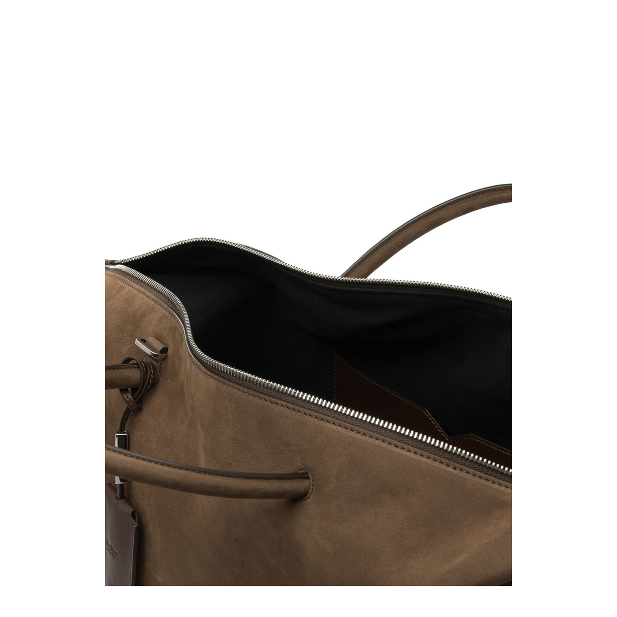 Large Nubuck Leather Boston Bag - Cocoa - Image 5