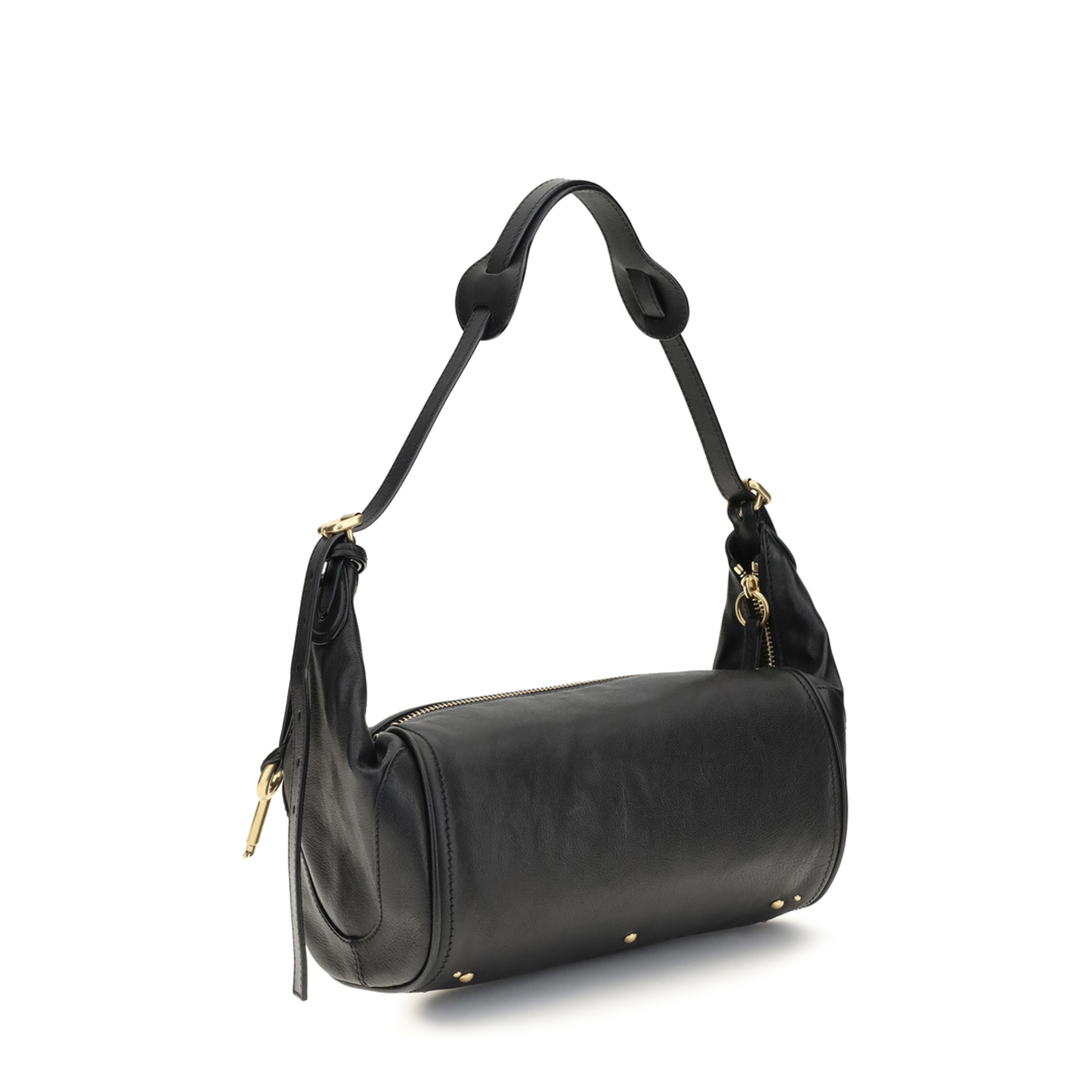 Paddington Small Grained Buffalo Leather Shoulder Bag - Black - Image 3