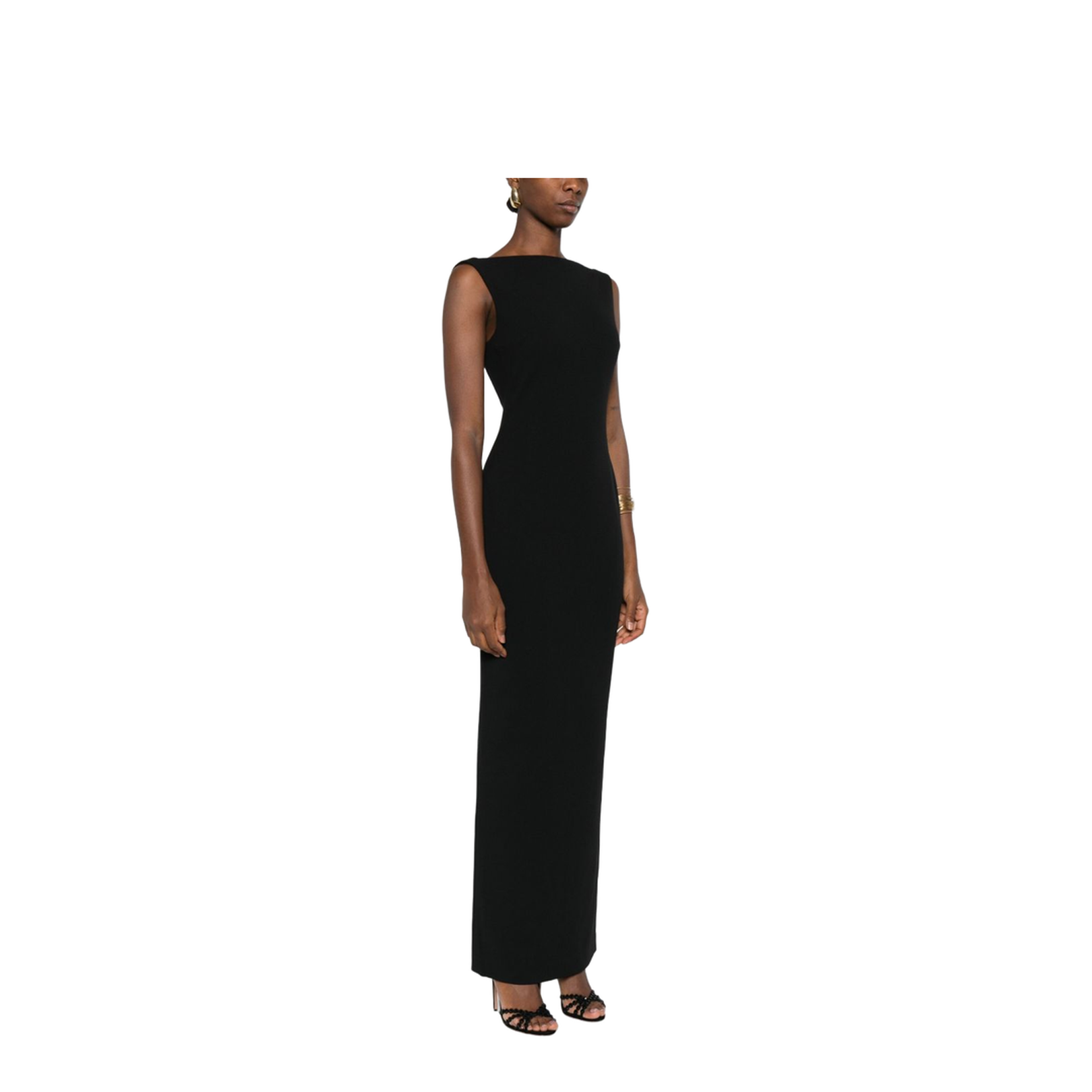 Black Boat Neck Sleeveless Maxi Dress - Image 5