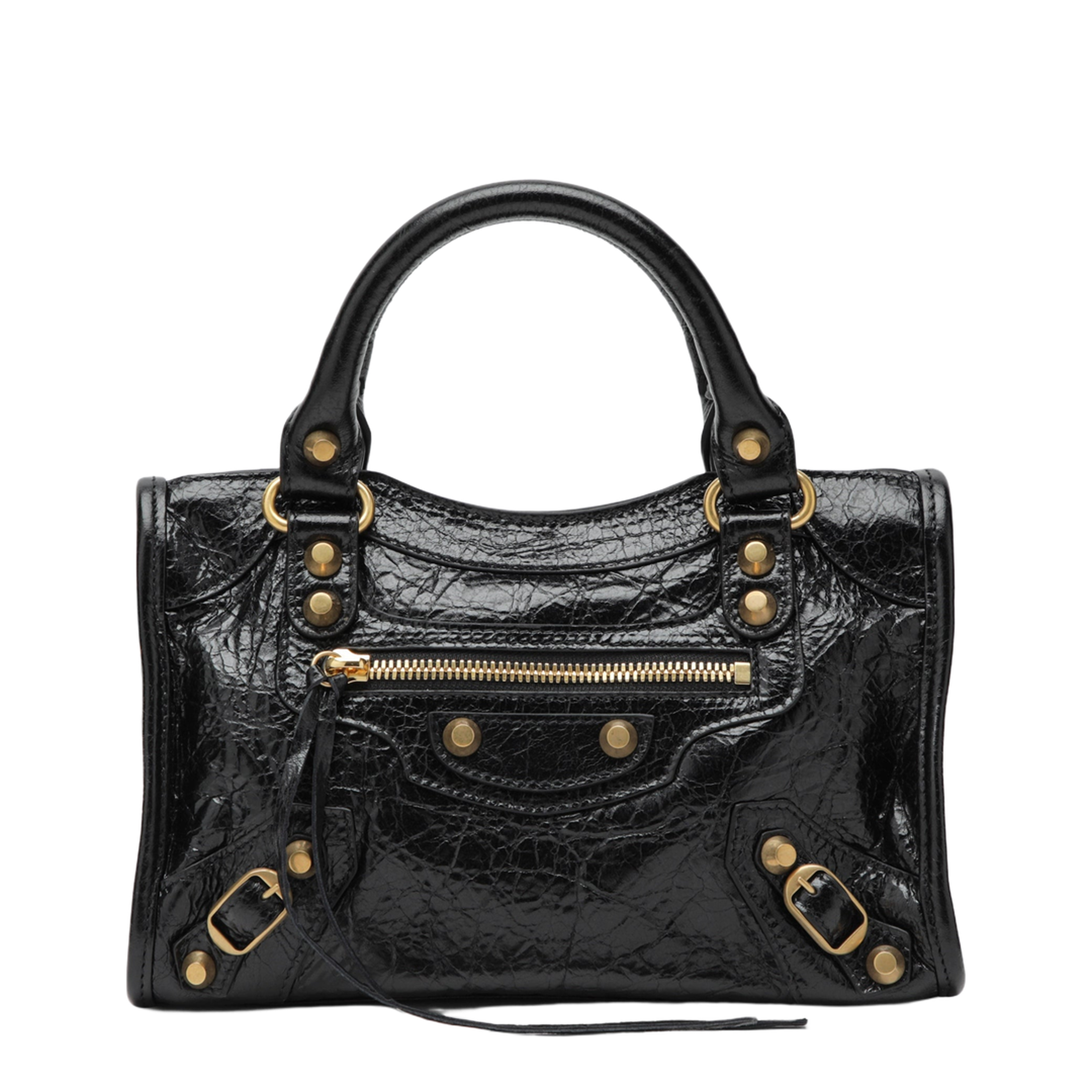 Le City Mini Textured Lambskin Leather Shoulder Bag - Black - Image 1