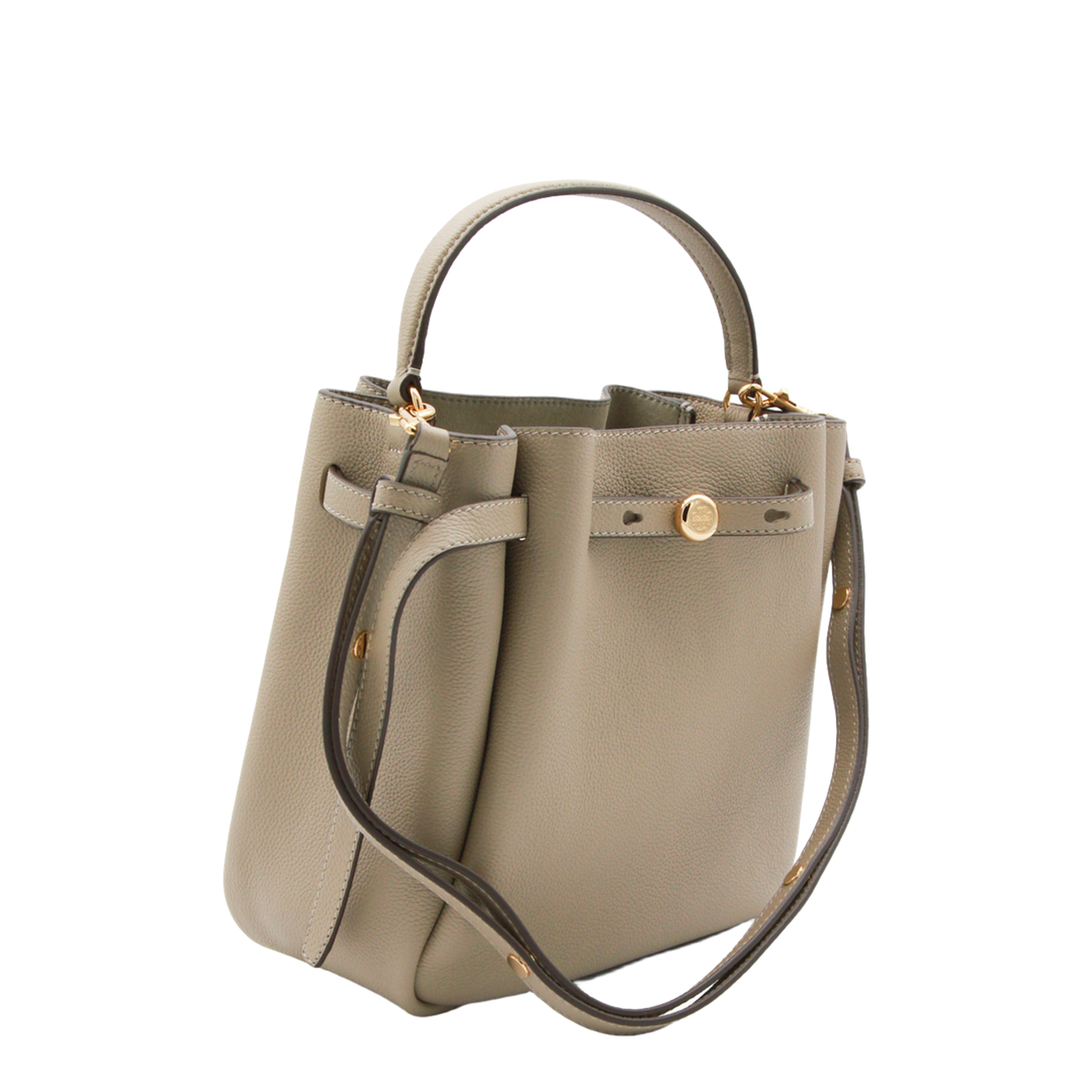 Romy Medium Pebbled Leather Bucket Bag - Soft Cement - Image 3