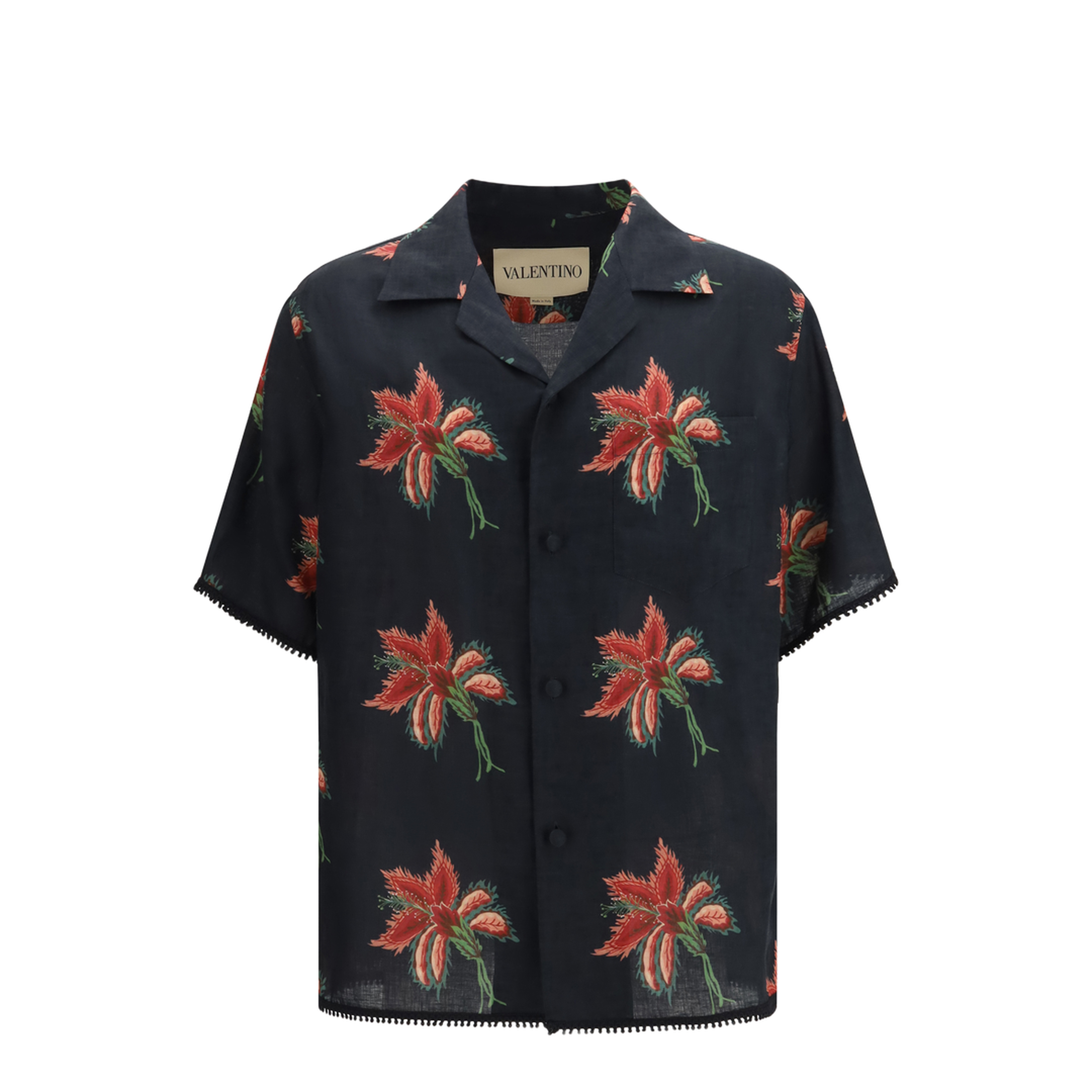 Papier Floral Print Linen Bowling Shirt - Image 1