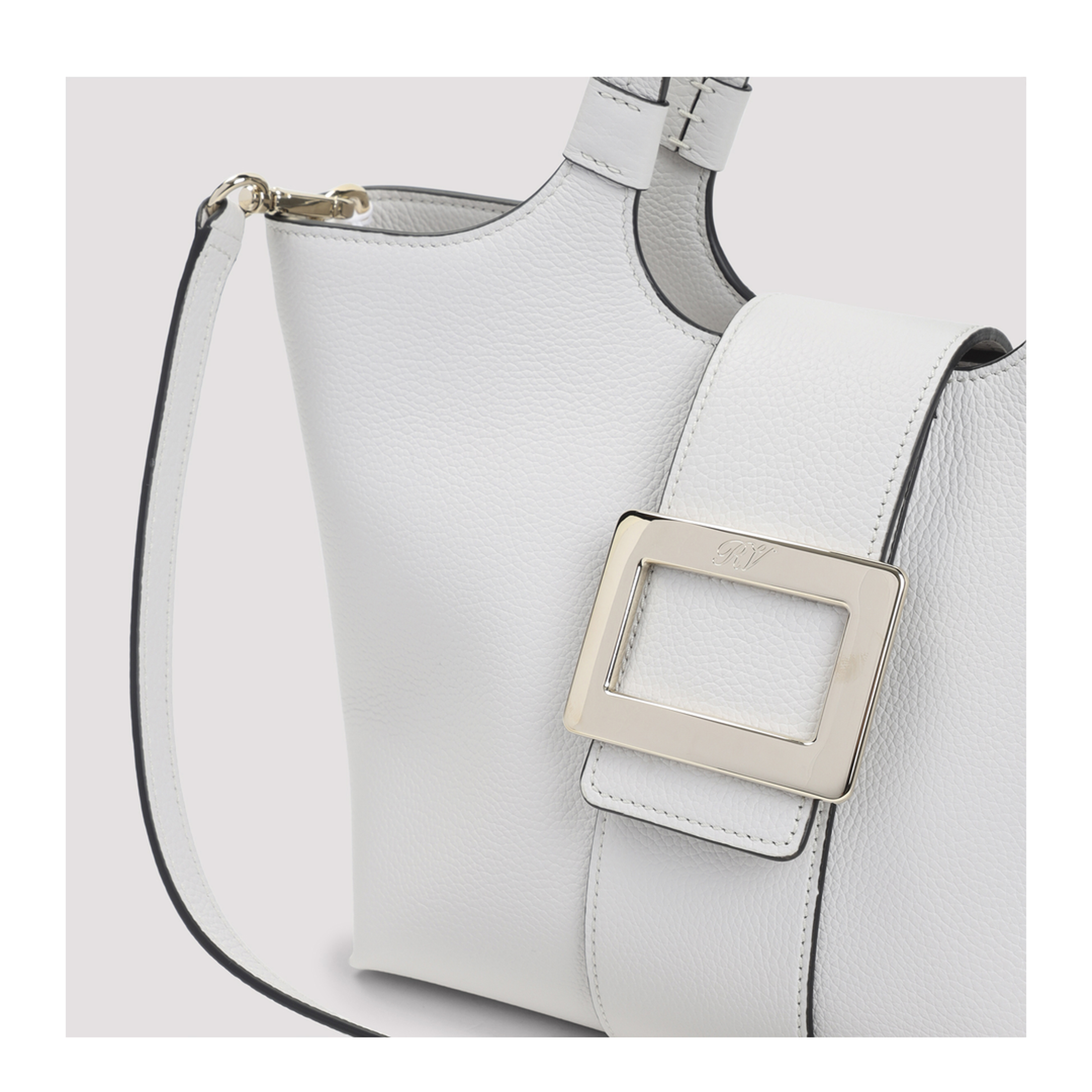 Belle Vivier Mini Calfskin Shopping Bag - White - Image 5