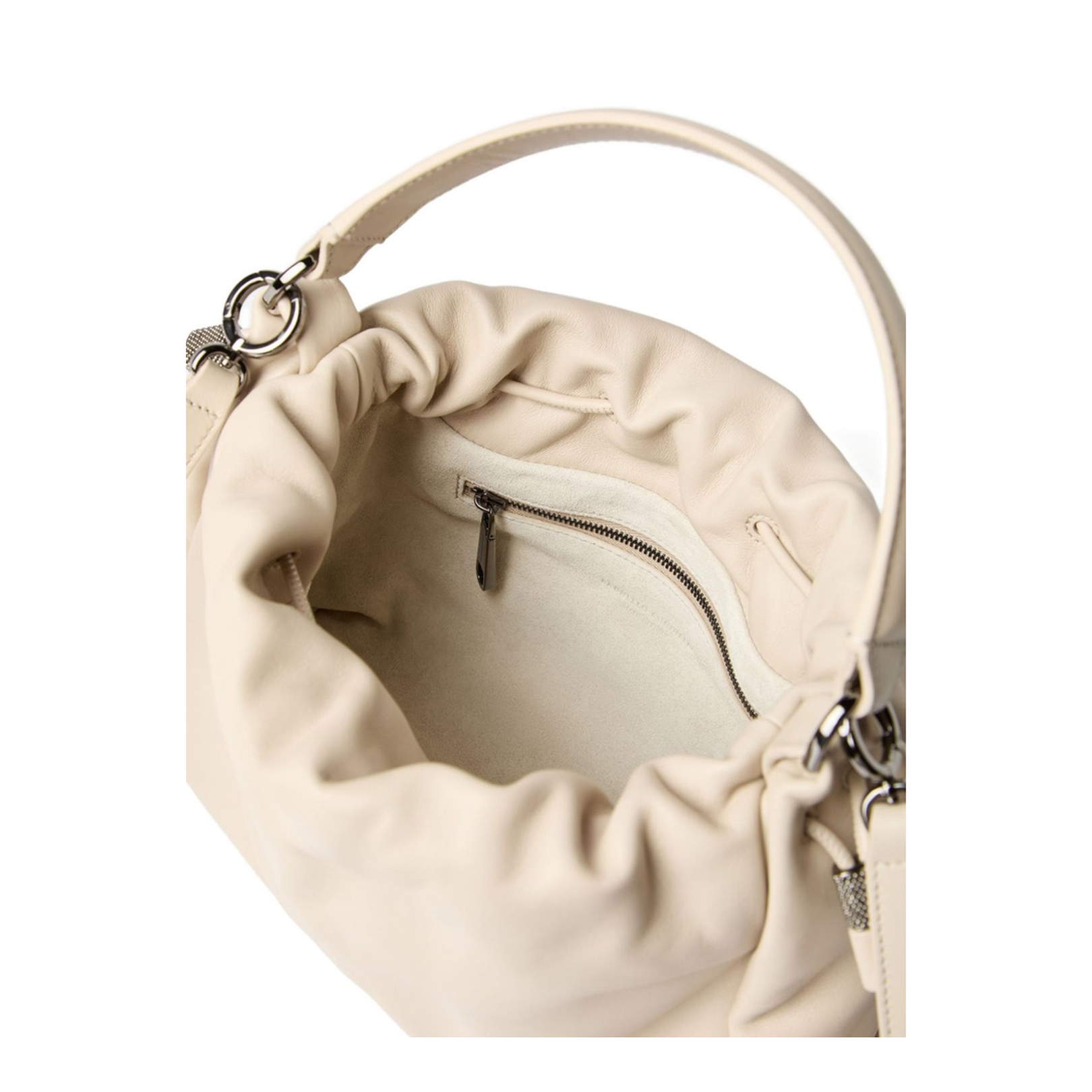 Small Soft Leather Mellow Bucket Bag in Ivory - Image 5