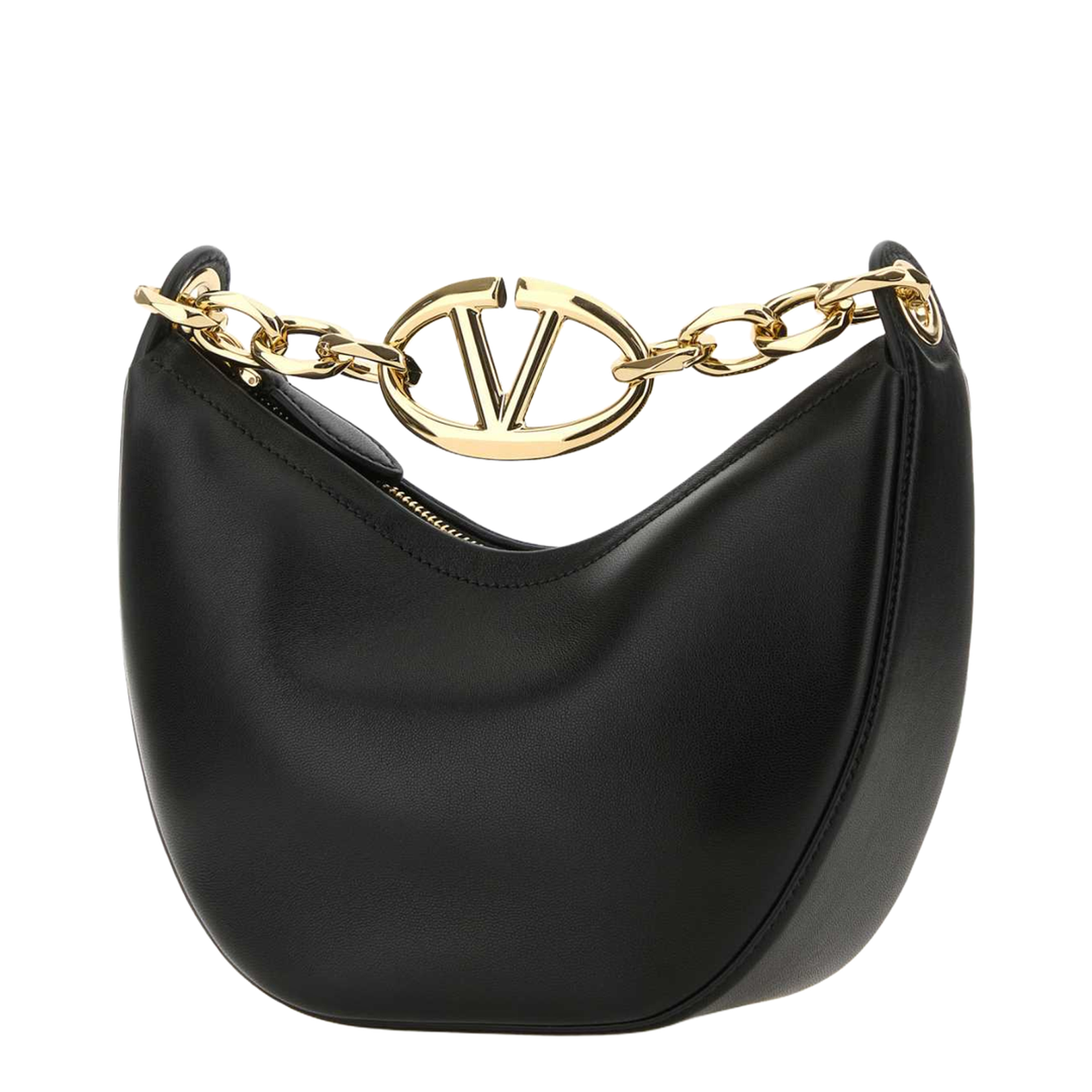 Garavani Black Leather Small Hobo Vlogo Moon Handbag - Image 4