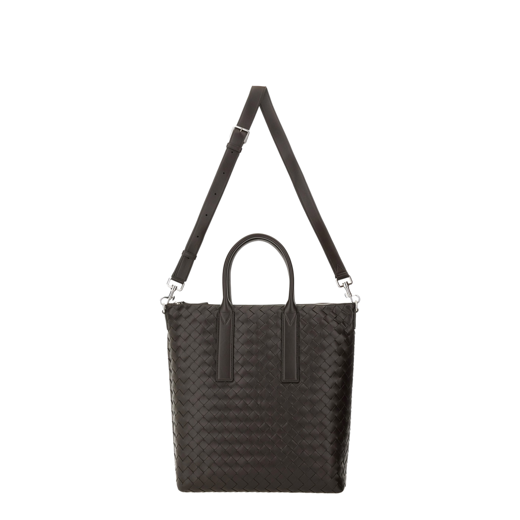 Intrecciato Leather Tote Bags - Fondant/Brown - Image 2