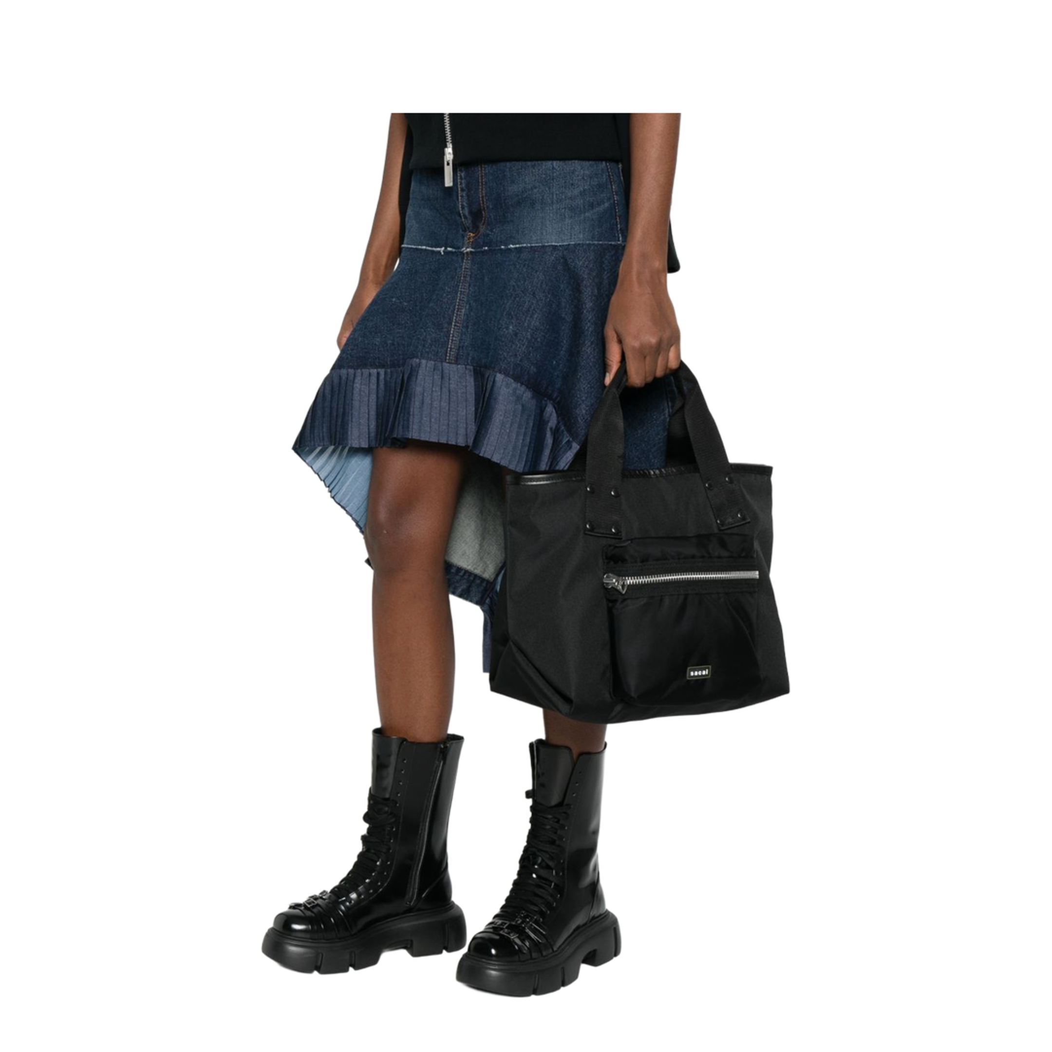 Pocket Tote Medium Polyester Tote - Black - Image 2
