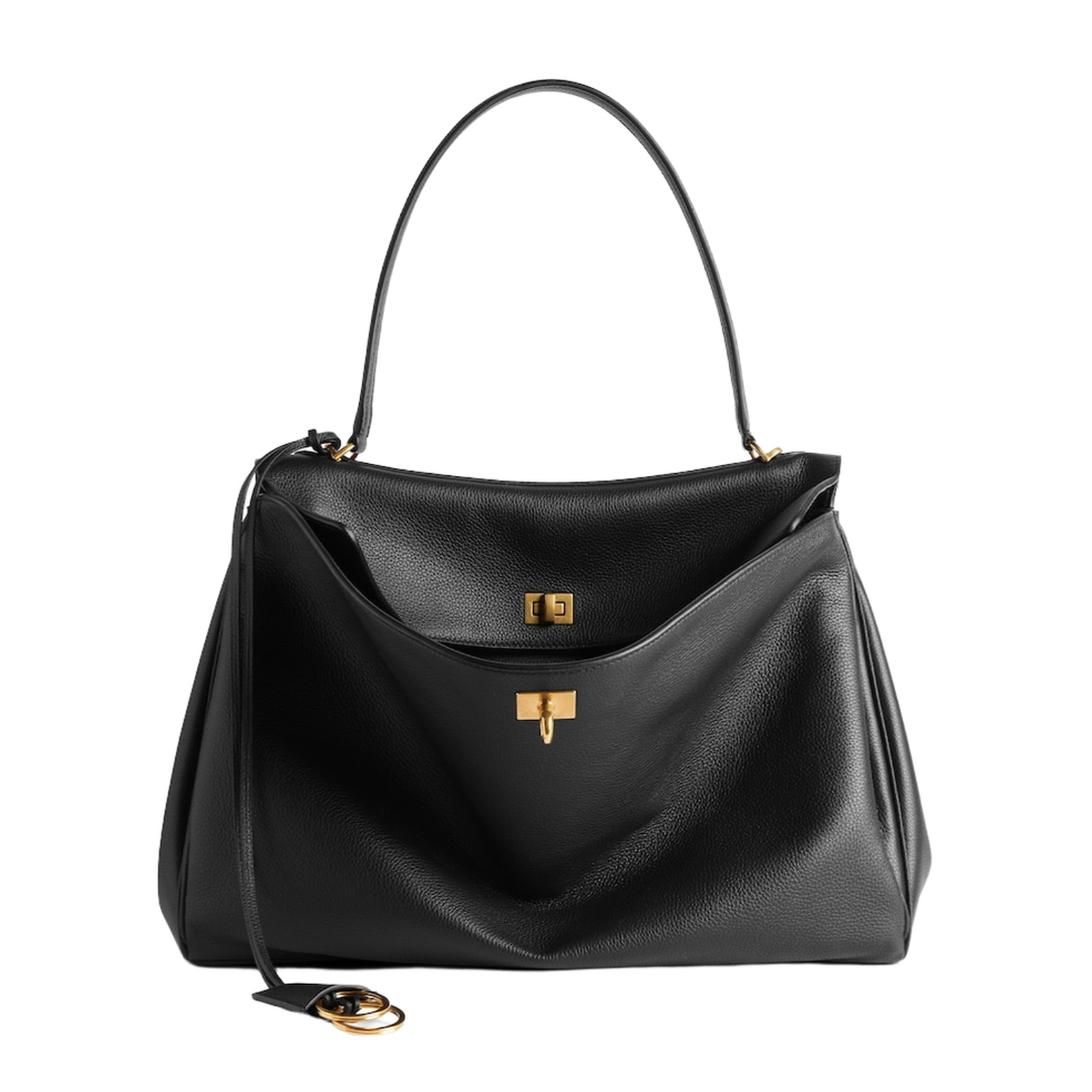 Women's Rodeo Handbag Large Grained Calfskin in Black - Image 1
