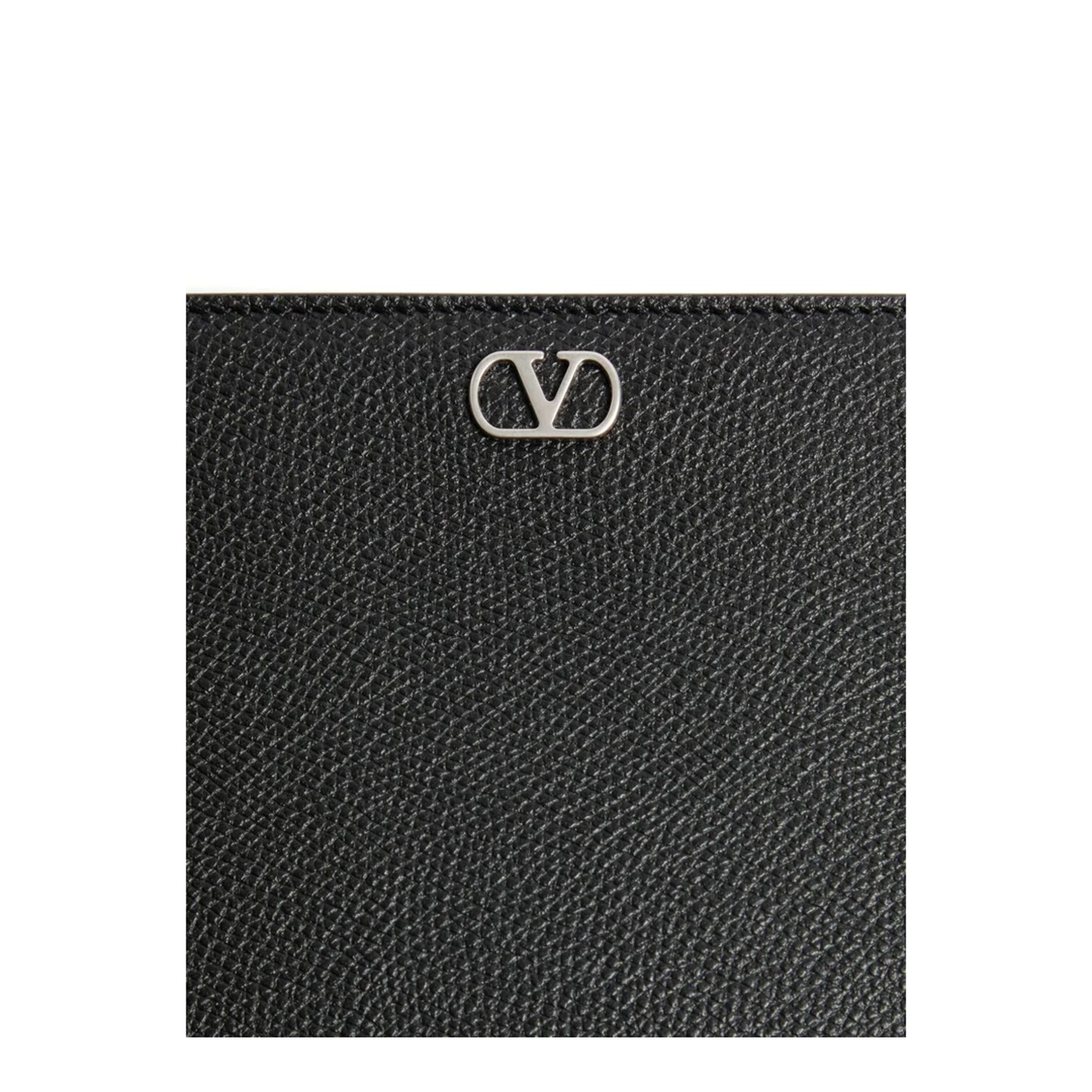 VLogo Signature Grainy Calfskin Clutch - Black - Image 4